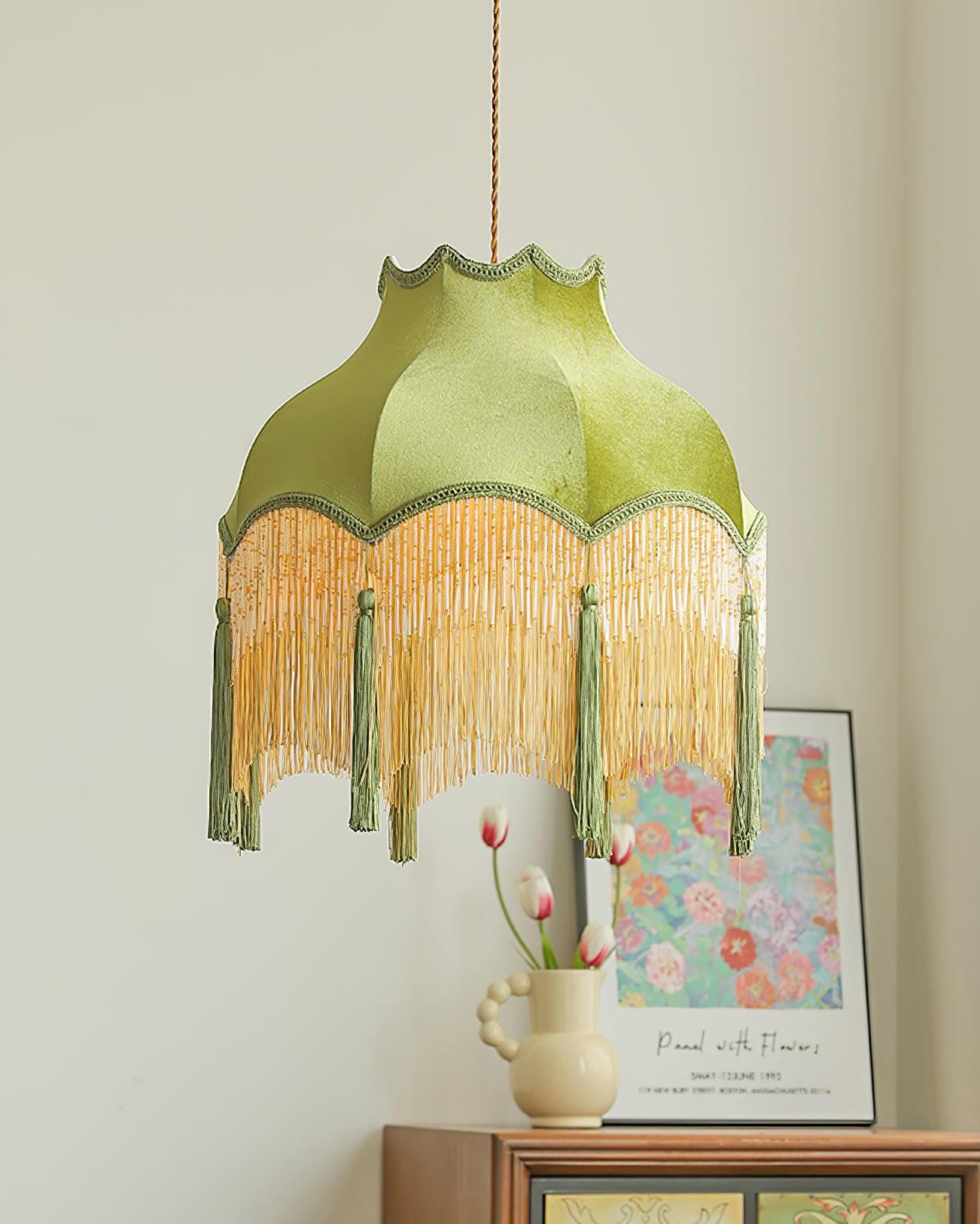 Fina Pendant Light Velvet Fringe Vintage Elegant Tassel - Letslighting