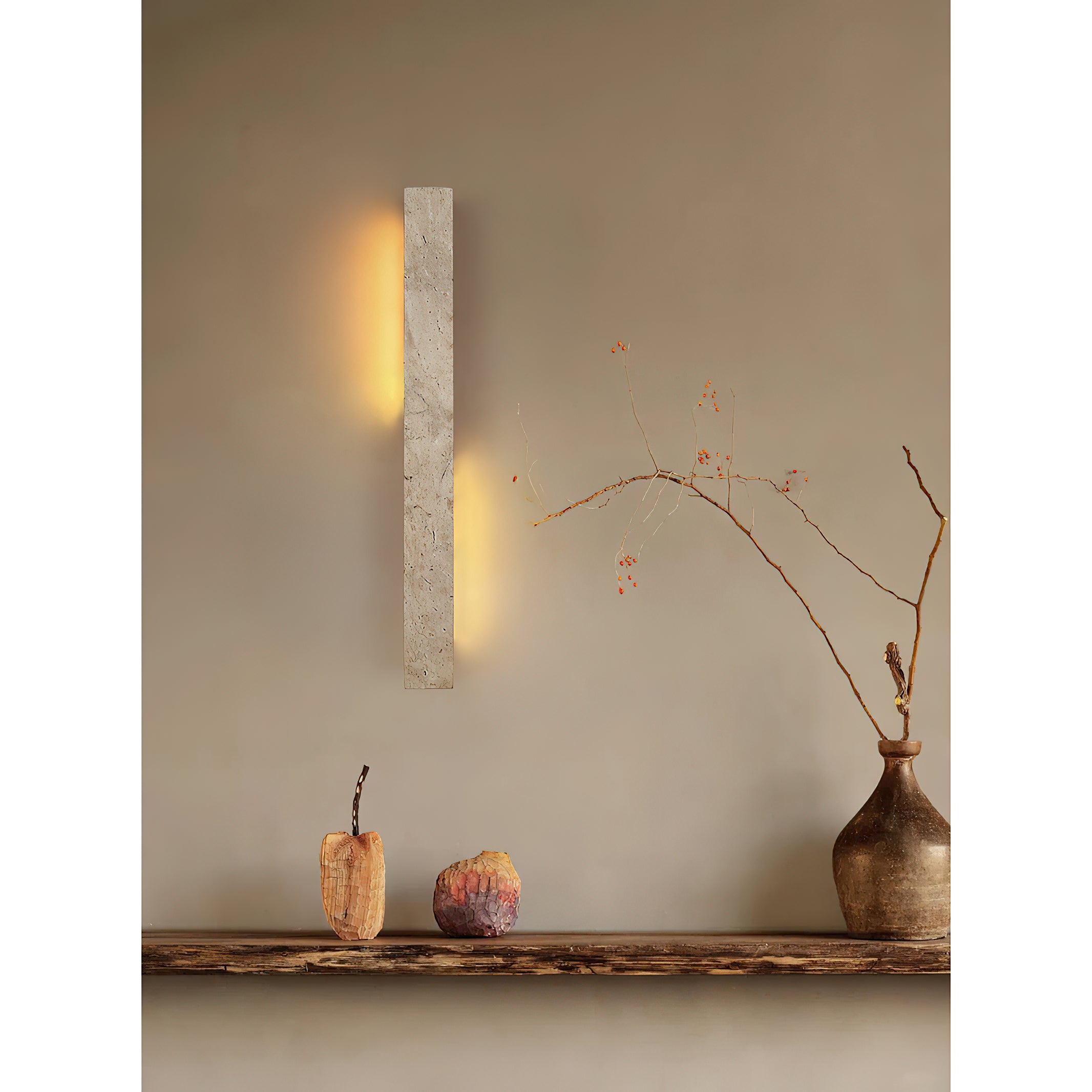 Eurdora Modern Minimalist Travertine Wall Lamp - Lamp Copper
