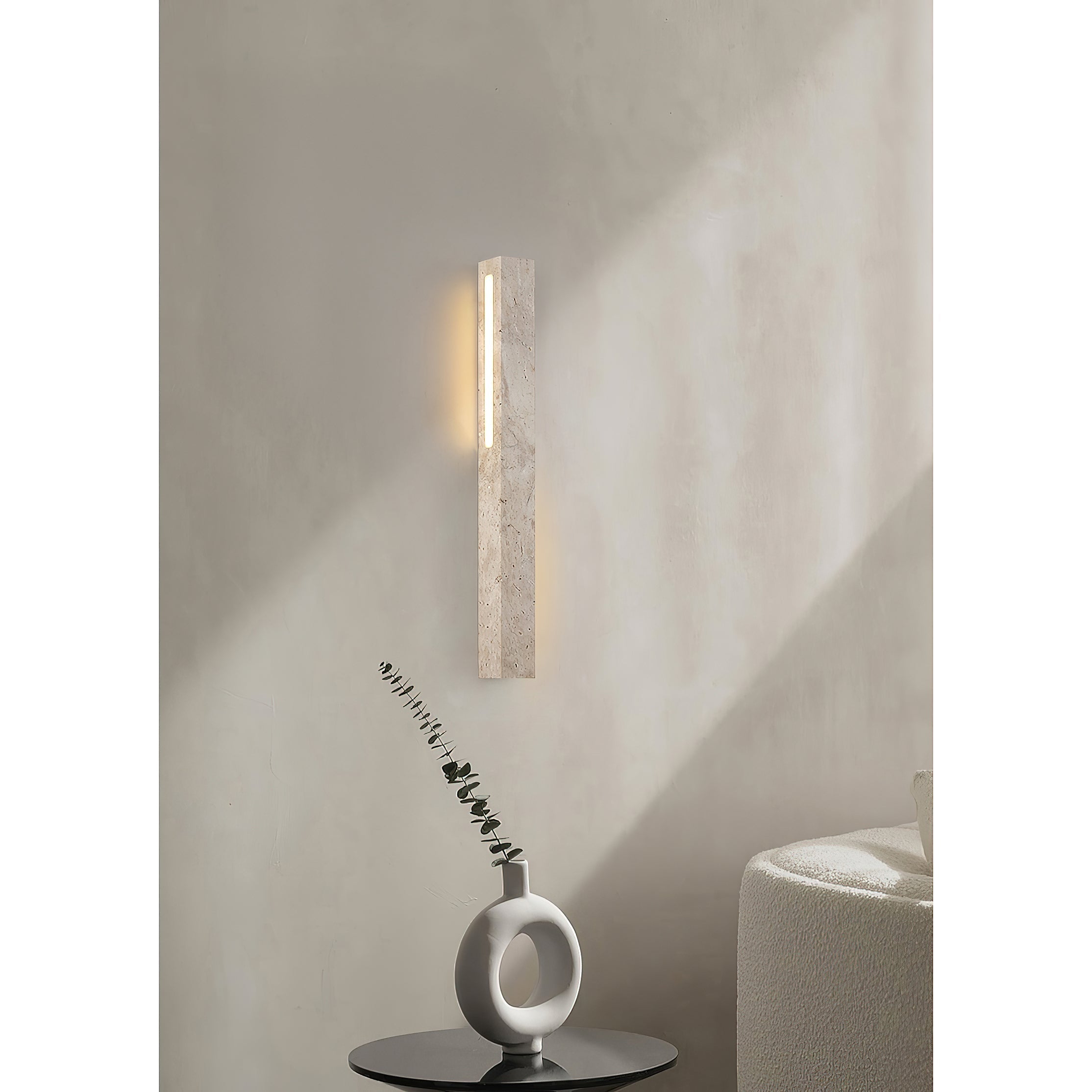 Eurdora Modern Minimalist Travertine Wall Lamp - Lamp Copper