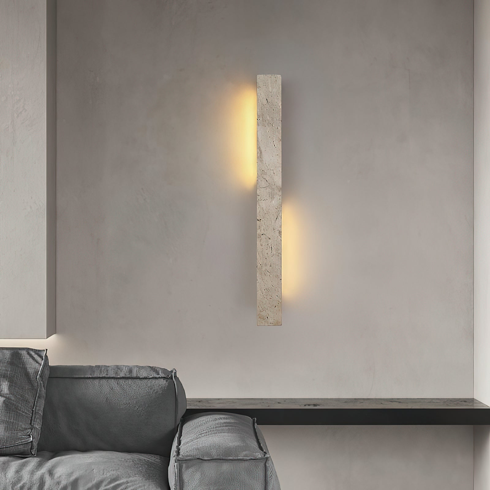 Eurdora Modern Minimalist Travertine Wall Lamp - Lamp Copper