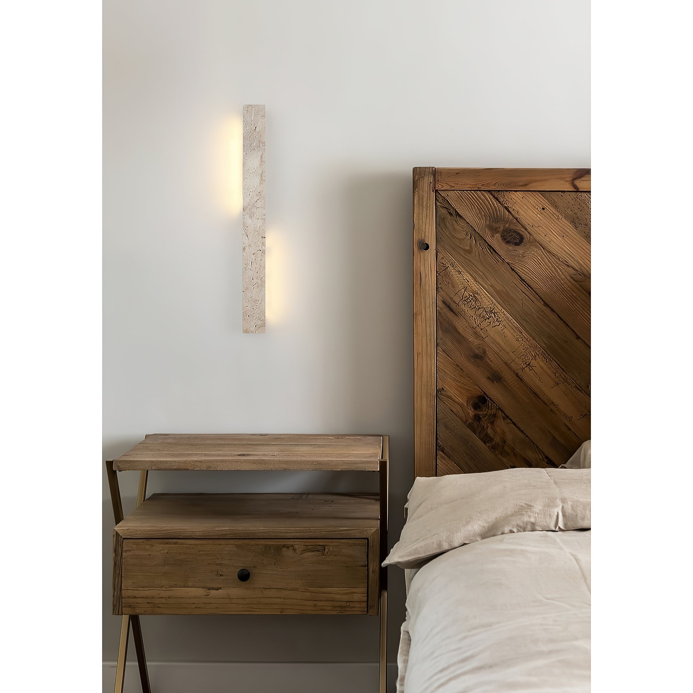Eurdora Modern Minimalist Travertine Wall Lamp - Lamp Copper