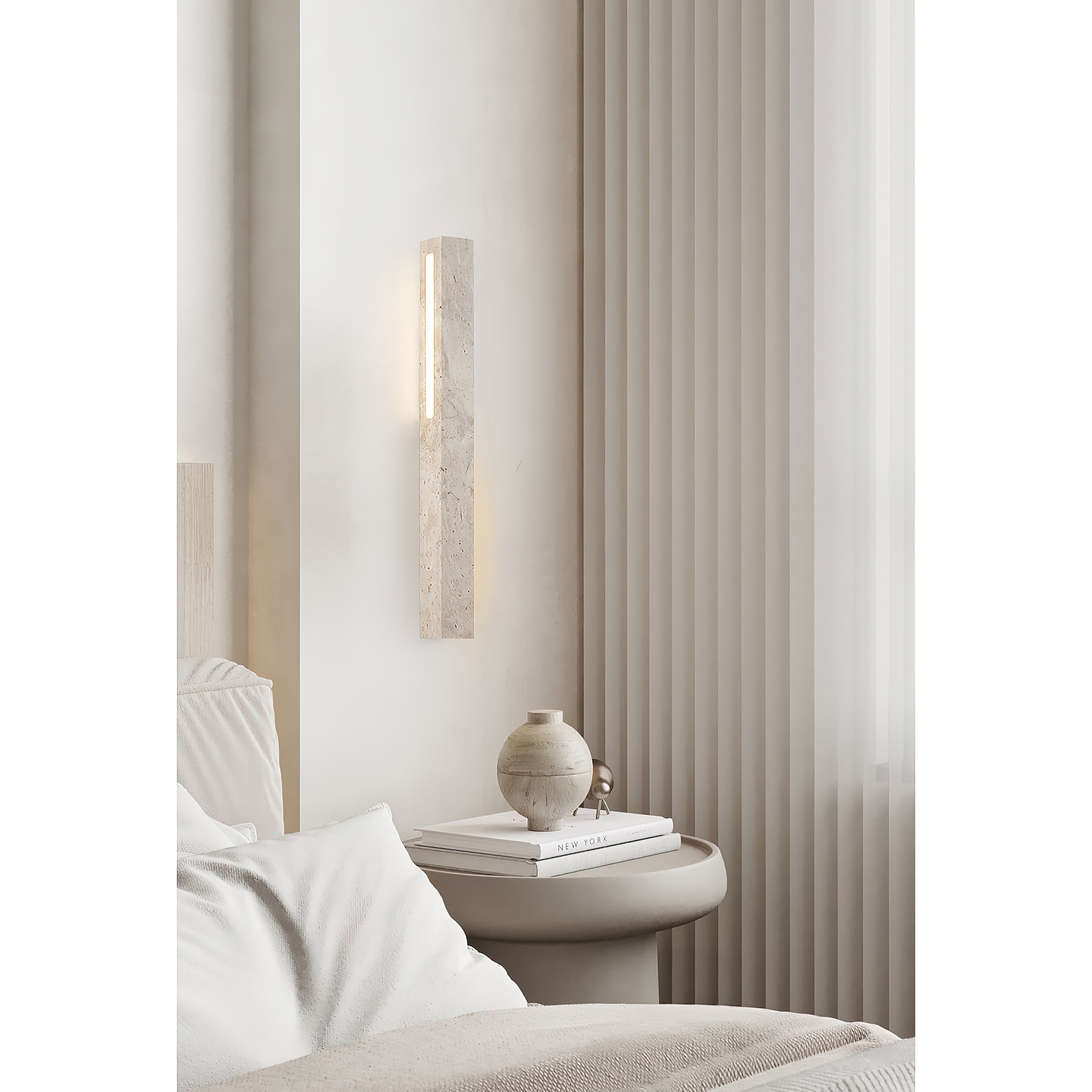 Eurdora Modern Minimalist Travertine Wall Lamp - Lamp Copper