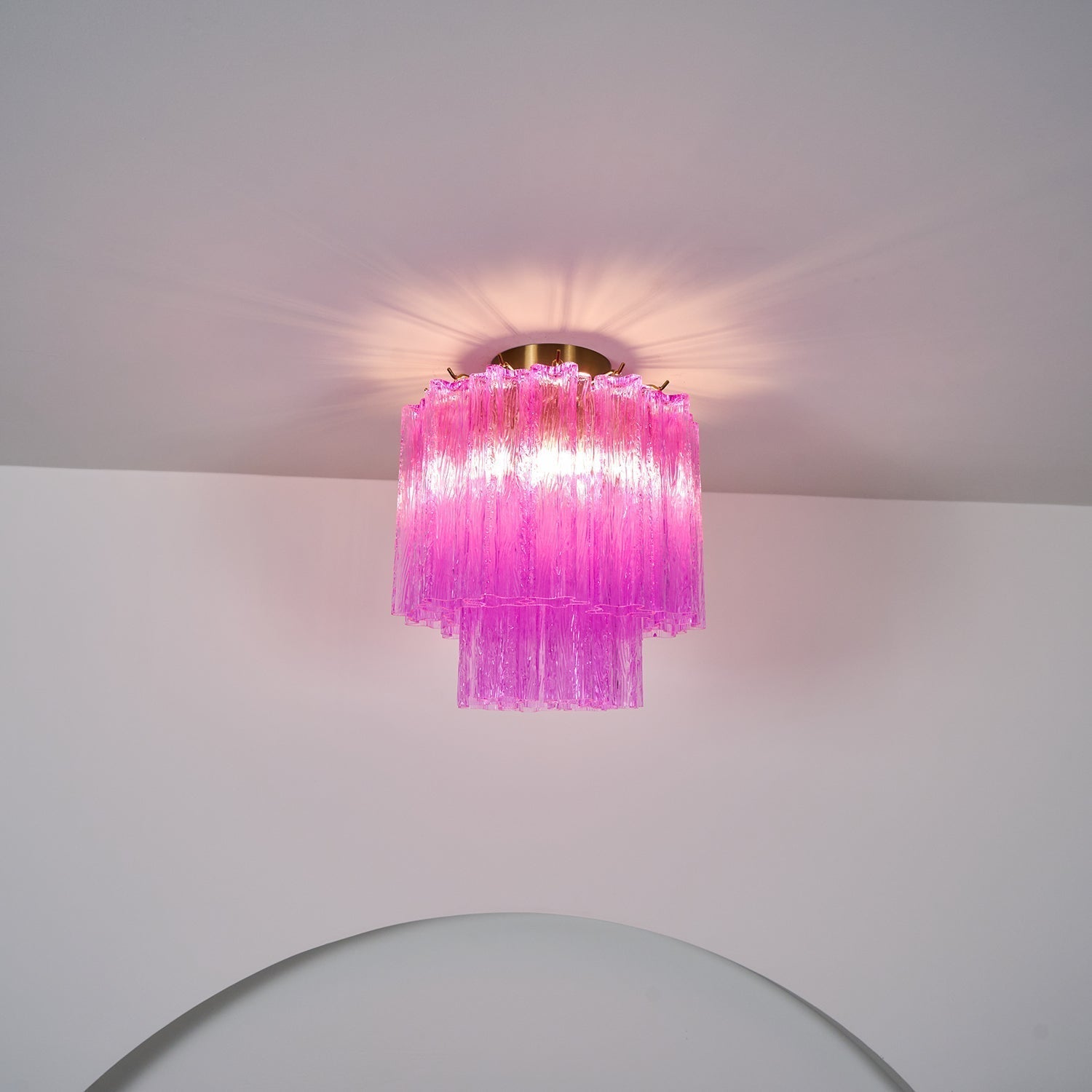 Aurora Ceiling Lamp Purple Murano Glass Tiered Flush Mount - Letslighting