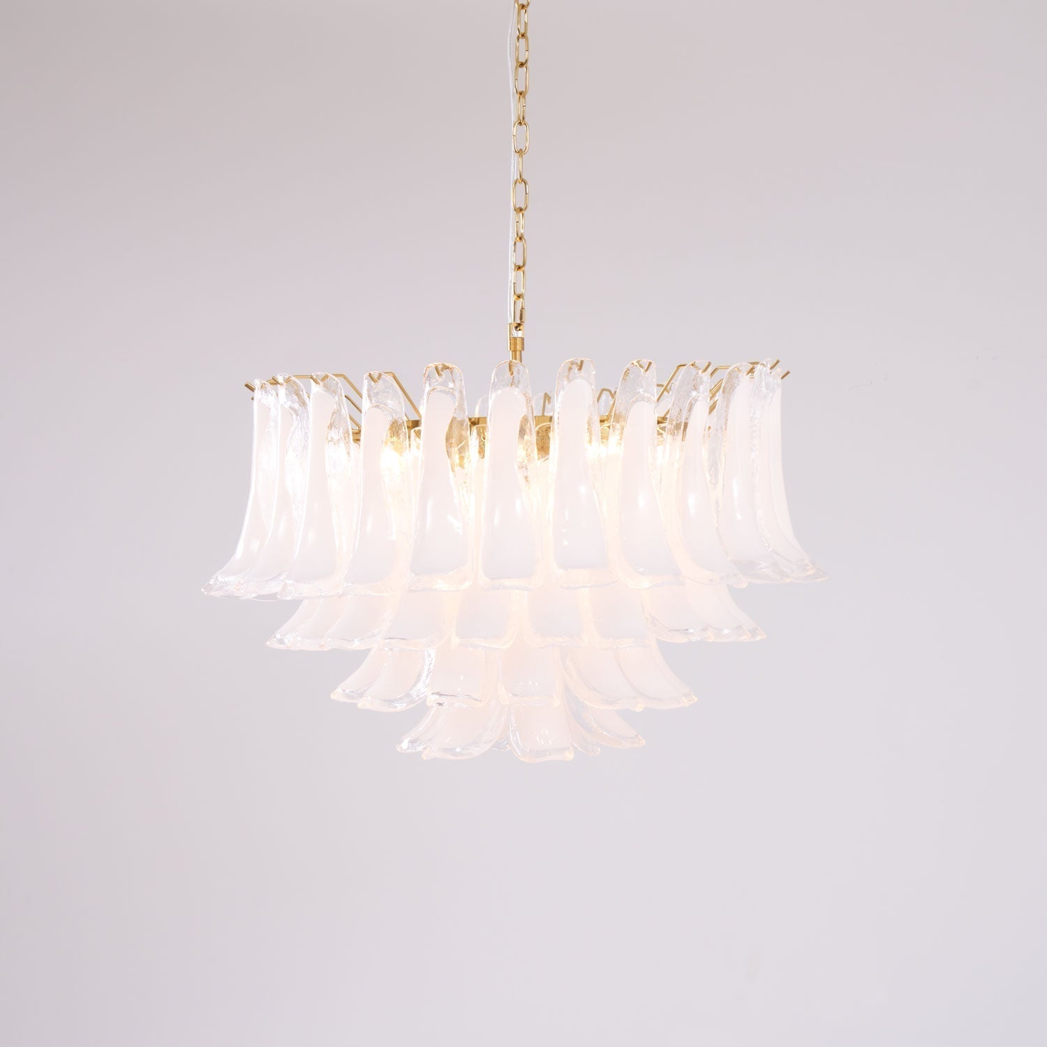 Aurora Chandelier Pink Glass Leaf Layered Floral Glamour - Letslighting