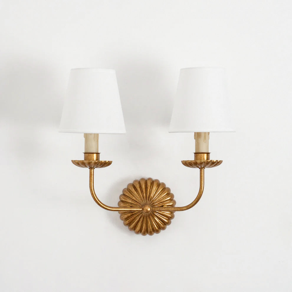 Axiom Applique Murale en Métal Doré Antique et Tissu Industriel Vintage - Neutralighting