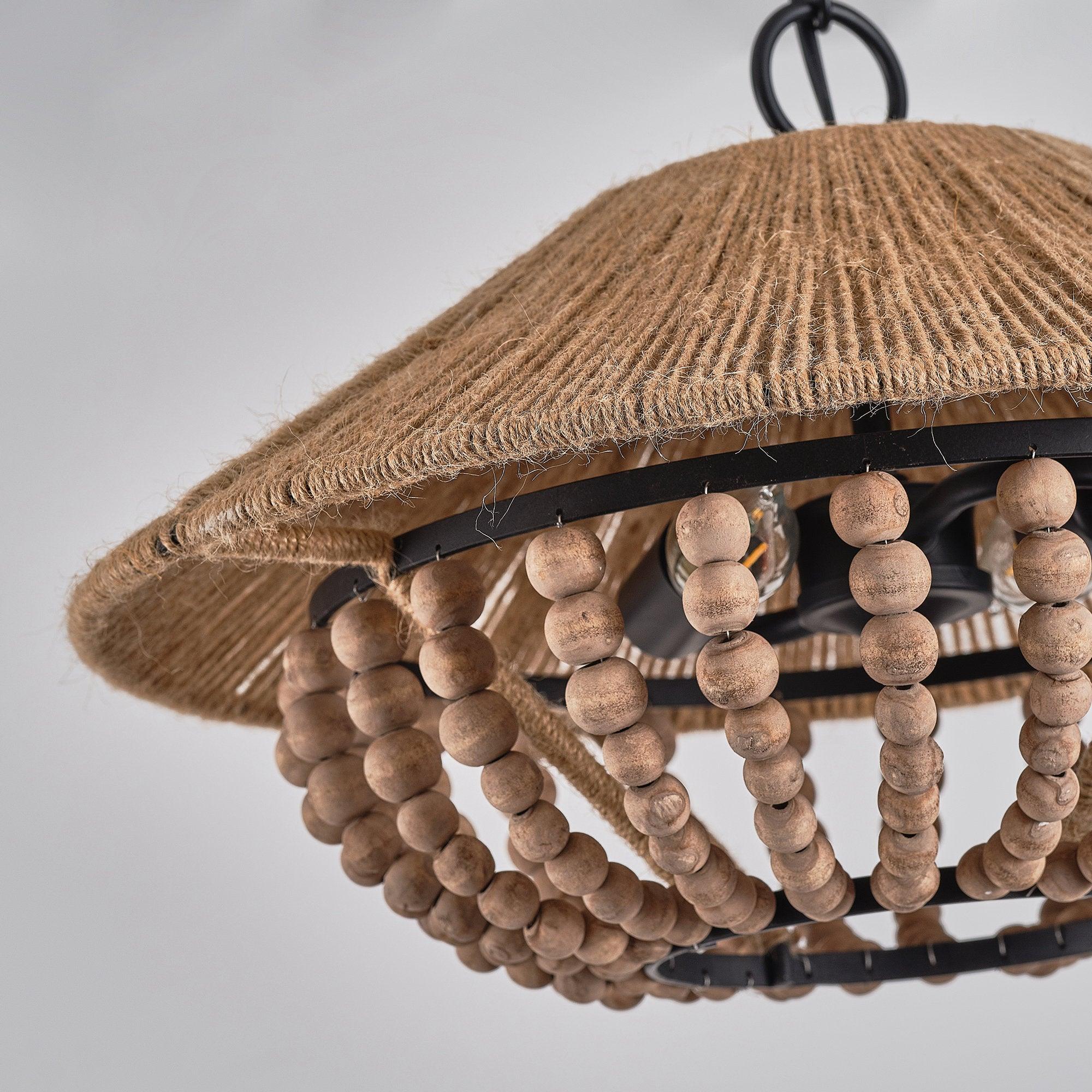Elmarion Elegance Natural Farmhouse Wooden Metal Pendant Lamp - Lamp Copper