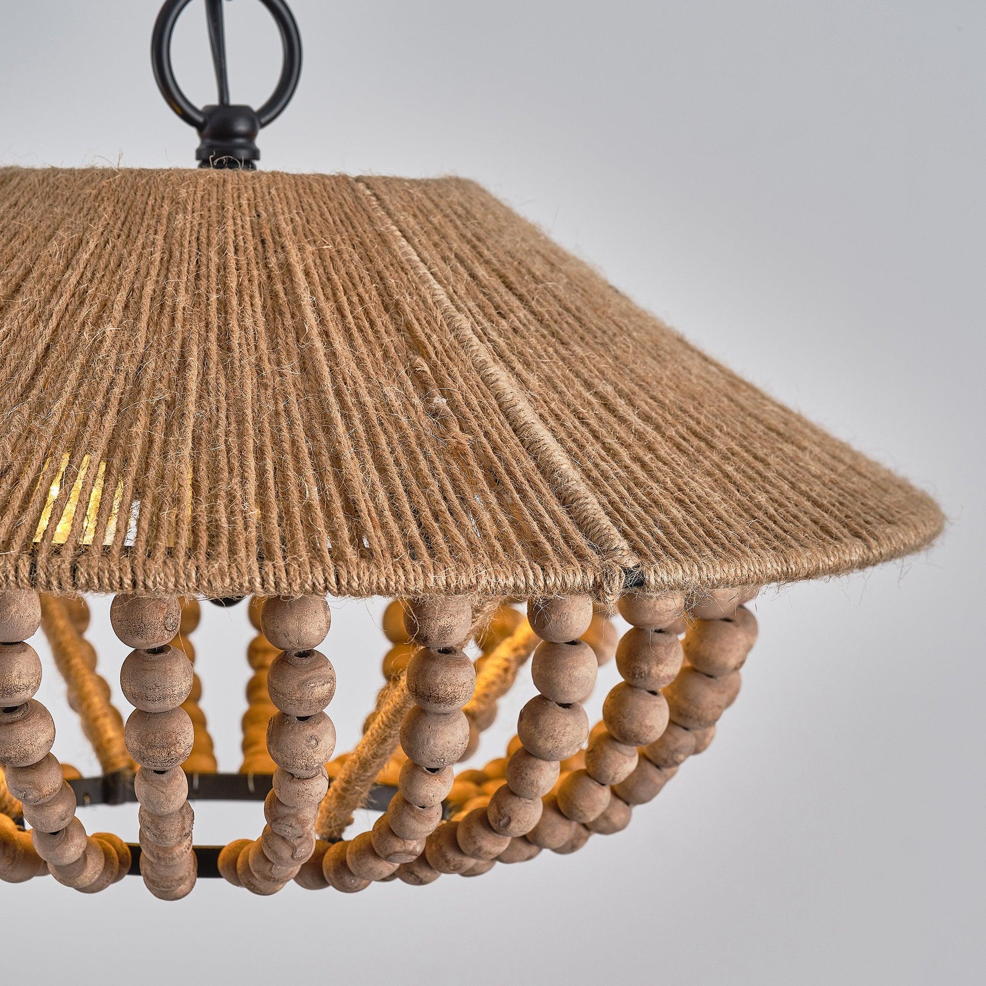 Elmarion Elegance Natural Farmhouse Wooden Metal Pendant Lamp - Lamp Copper