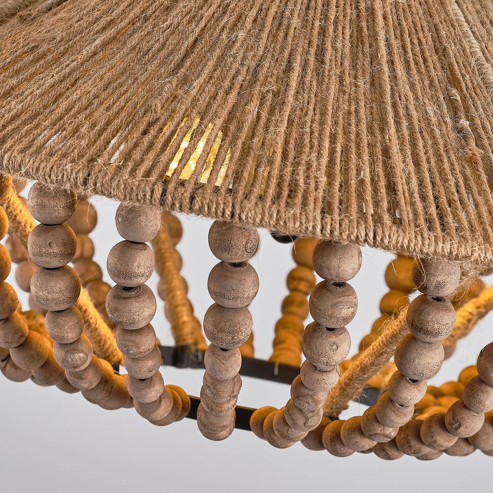 Elmarion Elegance Natural Farmhouse Wooden Metal Pendant Lamp - Lamp Copper