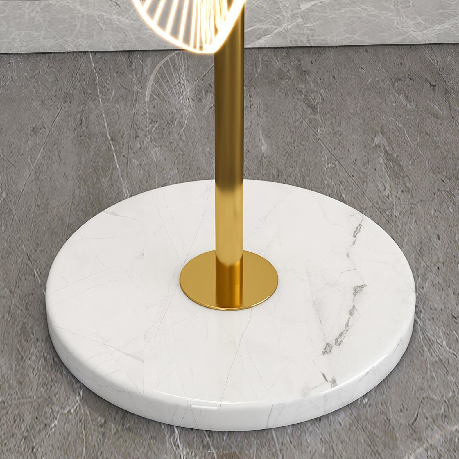 Arisha Lampadaire Rond Moderne, Métal/Acrylique, Blanc/Doré, Salon