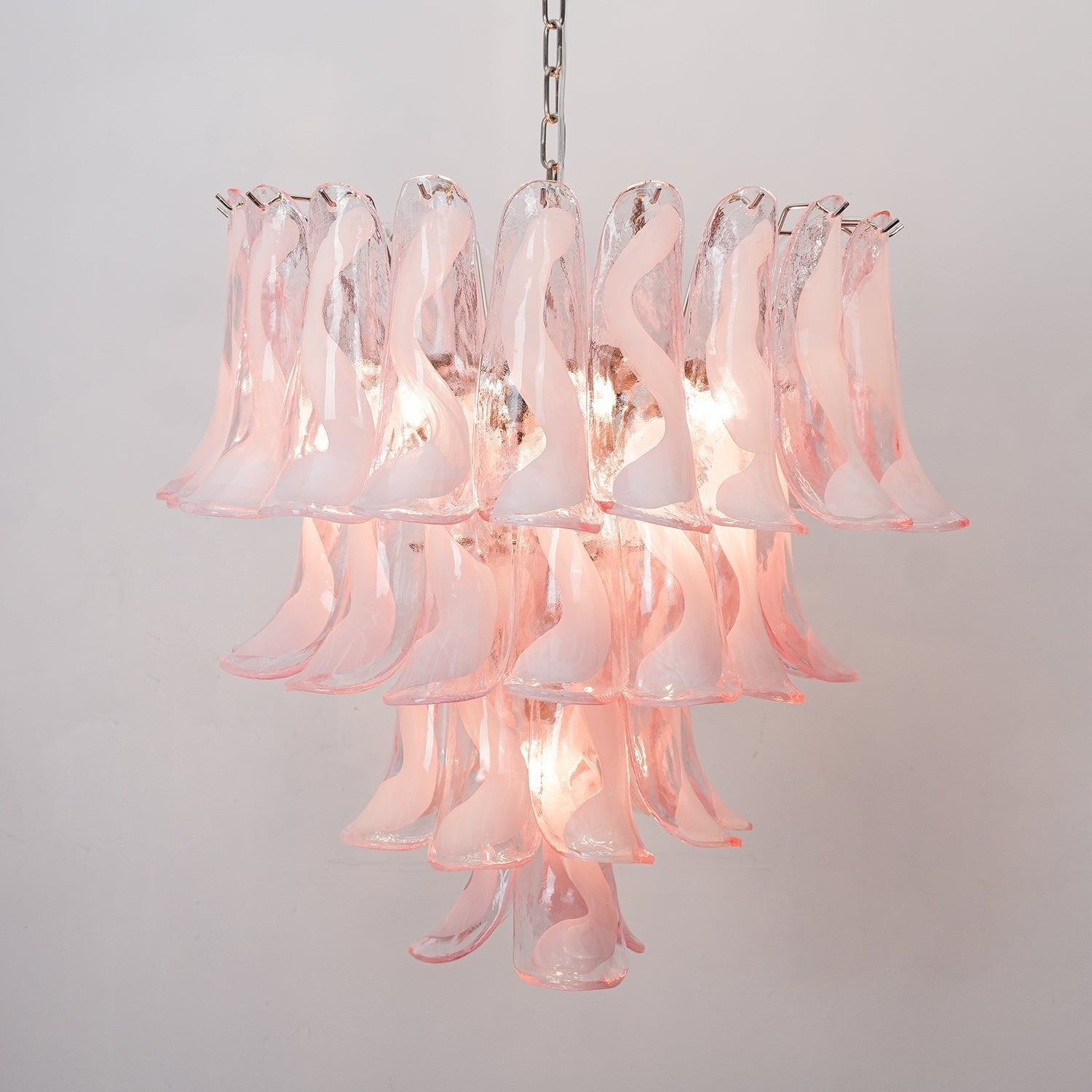 Aurora Chandelier Pink Murano Lily Petal Cascading Floral Classic - Letslighting
