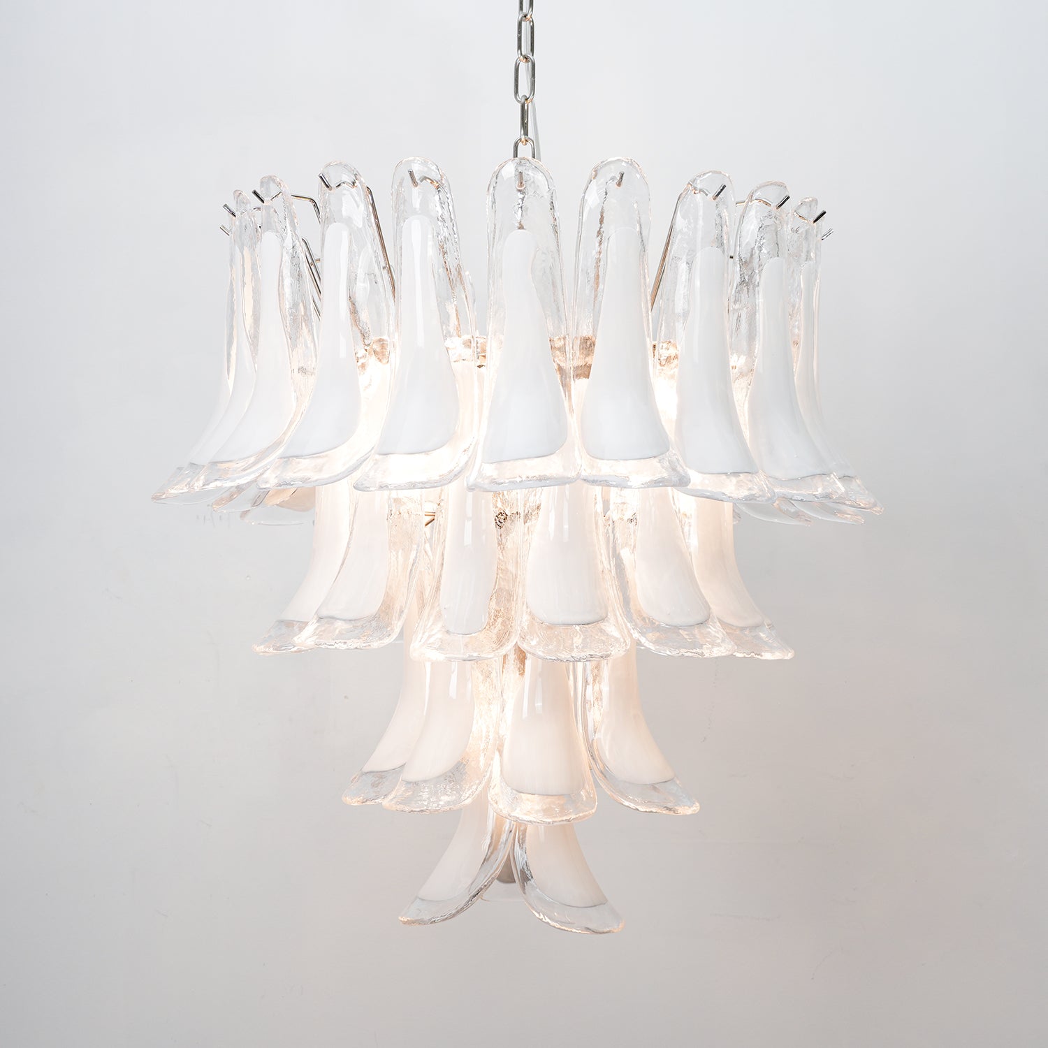 Aurora Chandelier Pink Murano Lily Petal Cascading Floral Classic - Letslighting