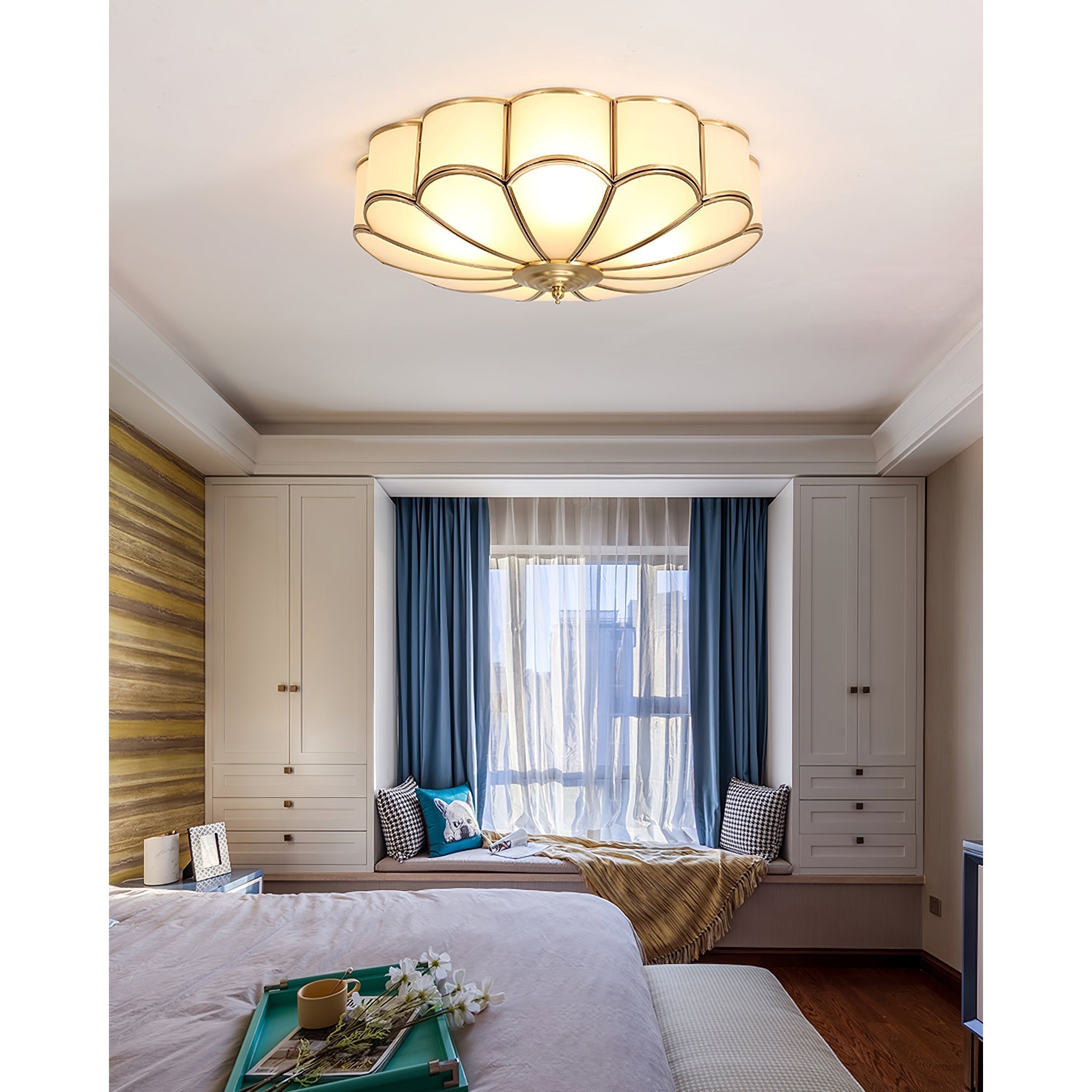 Viraean Plafonnier Moderne Fleur Laiton Verre - Neutralighting