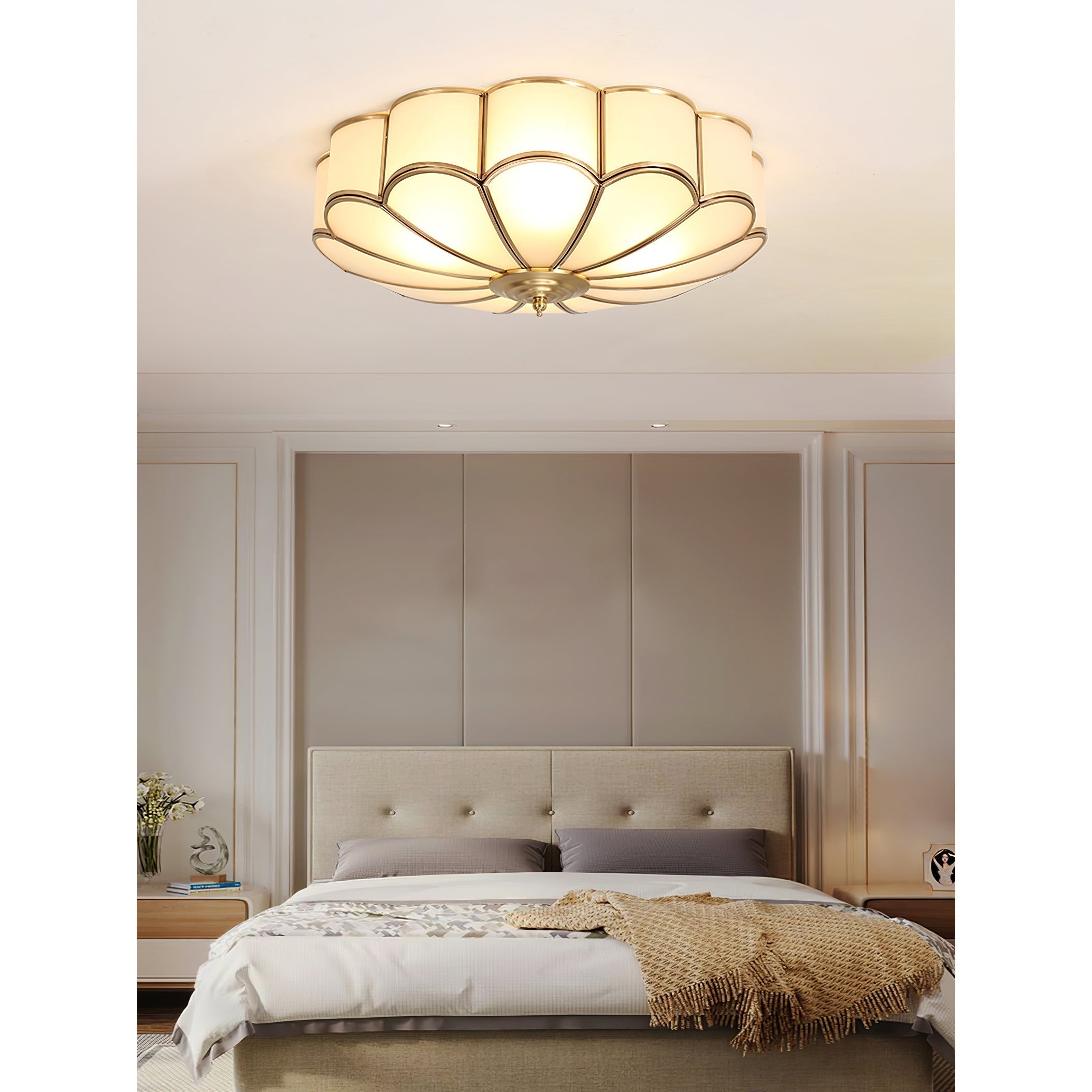 Viraean Plafonnier Moderne Fleur Laiton Verre - Neutralighting