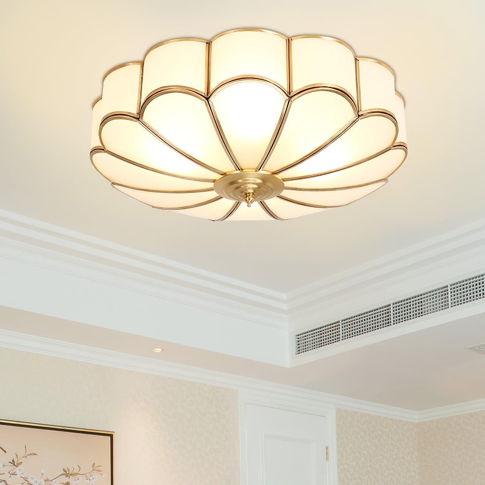 Viraean Plafonnier Moderne Fleur Laiton Verre - Neutralighting