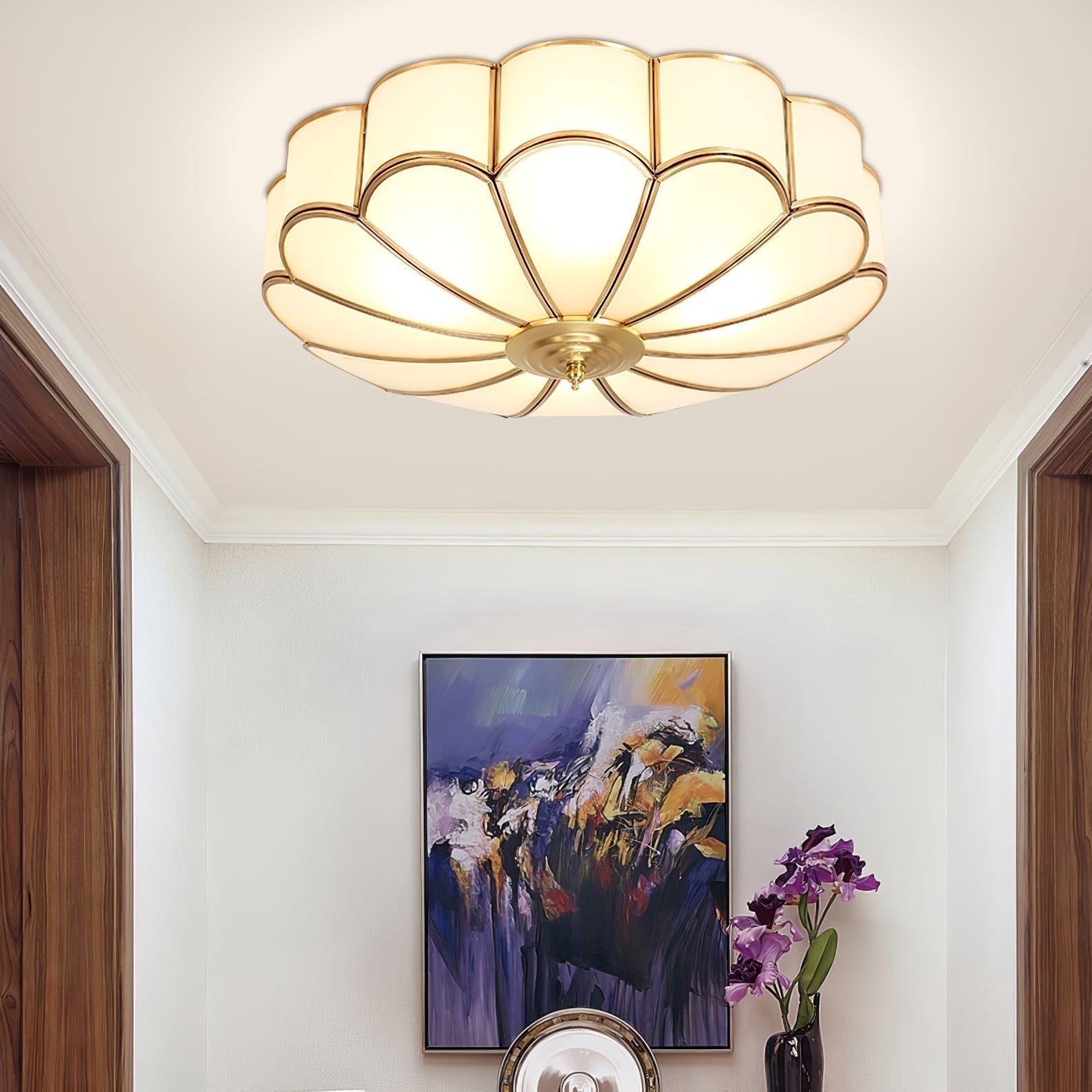Viraean Plafonnier Moderne Fleur Laiton Verre - Neutralighting