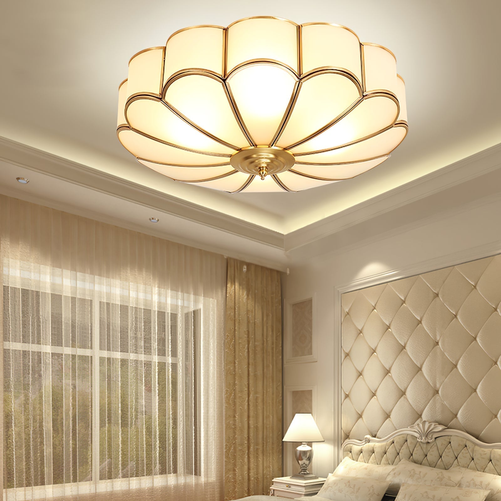 Viraean Plafonnier Moderne Fleur Laiton Verre - Neutralighting