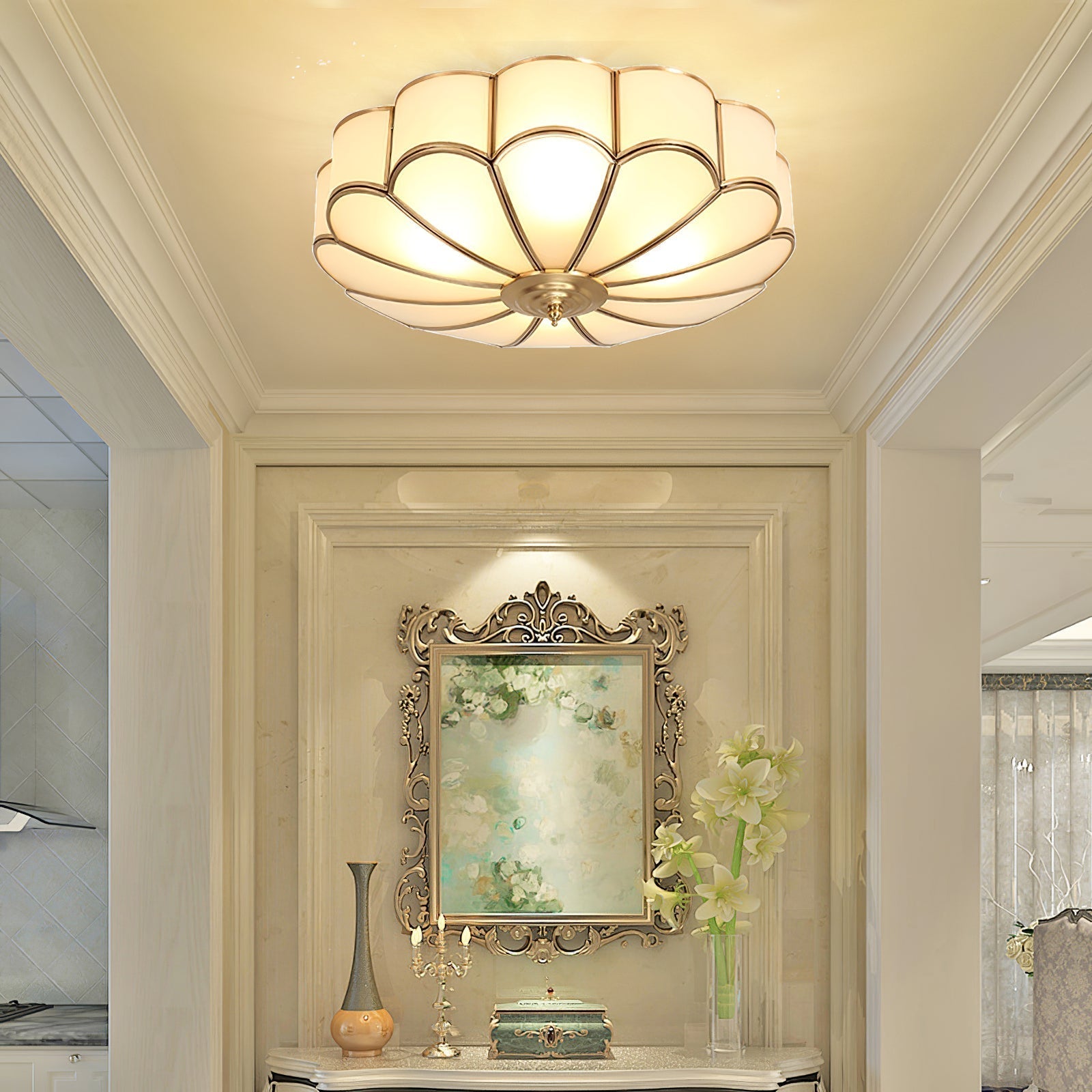 Viraean Plafonnier Moderne Fleur Laiton Verre - Neutralighting