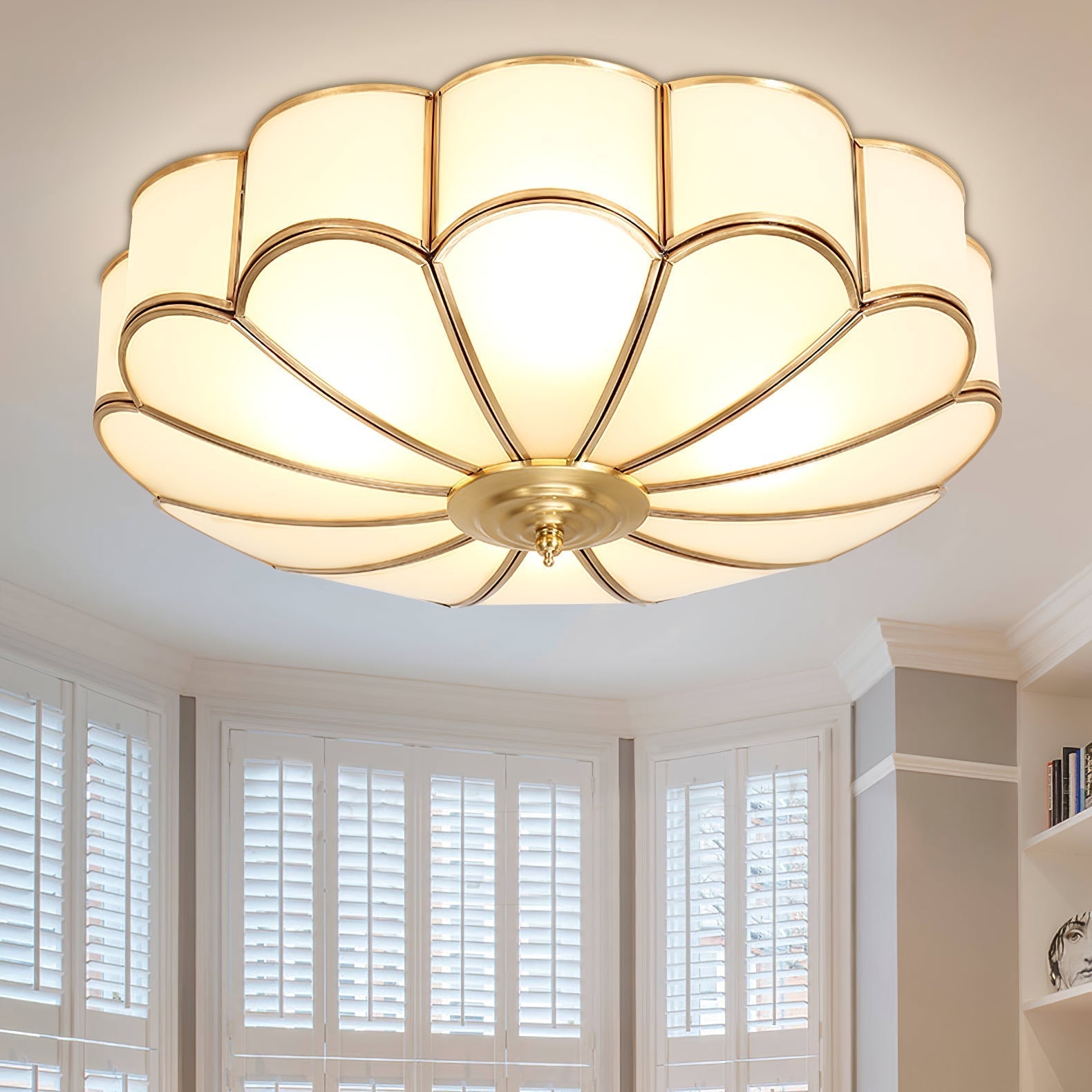 Viraean Plafonnier Moderne Fleur Laiton Verre - Neutralighting