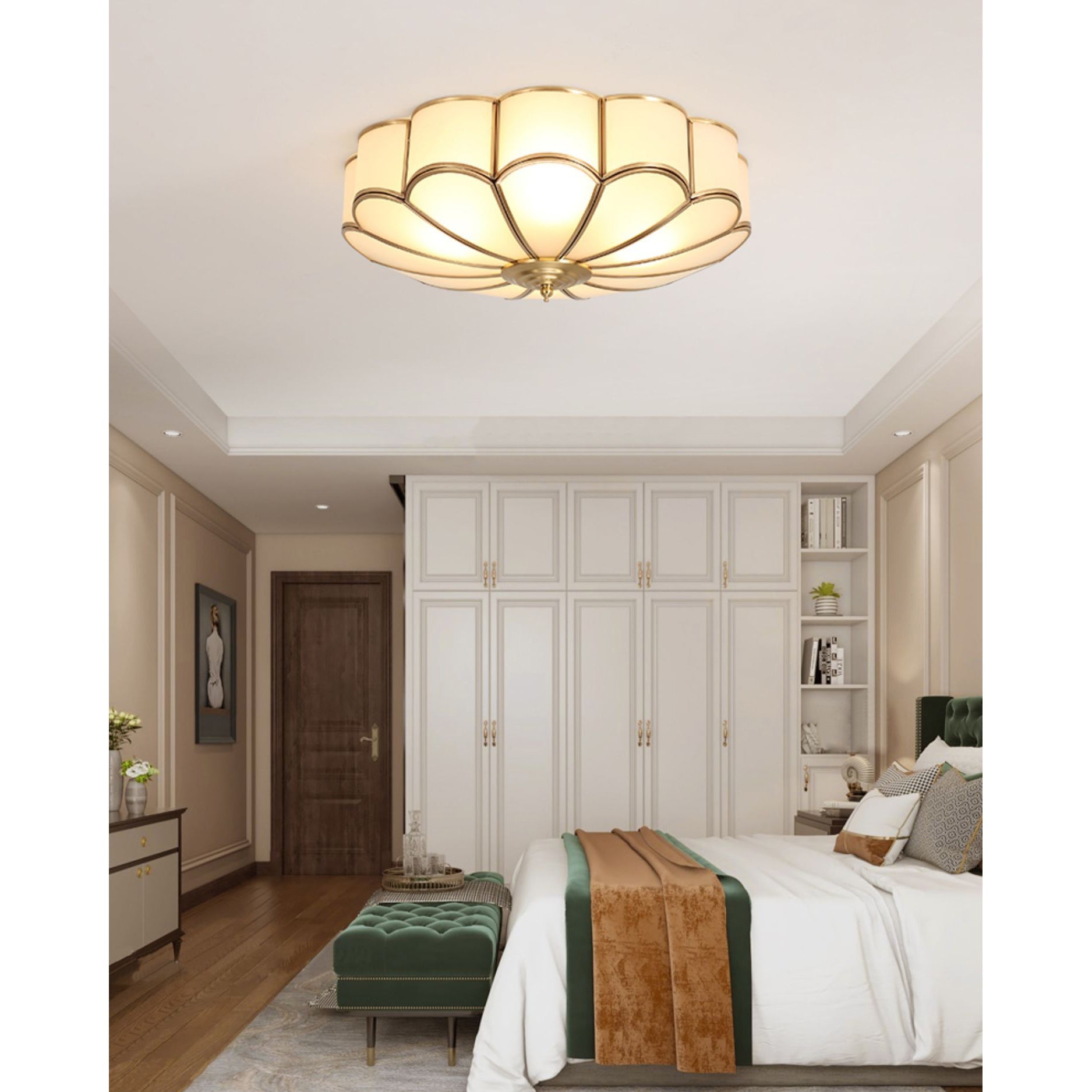 Viraean Plafonnier Moderne Fleur Laiton Verre - Neutralighting