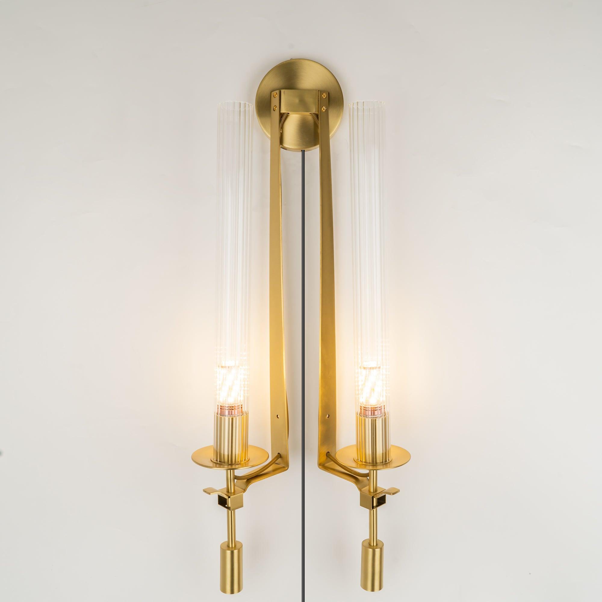 Ceshaisra French Classicism Plug-in Brass Glass Wall Lamp - Neutralighting
