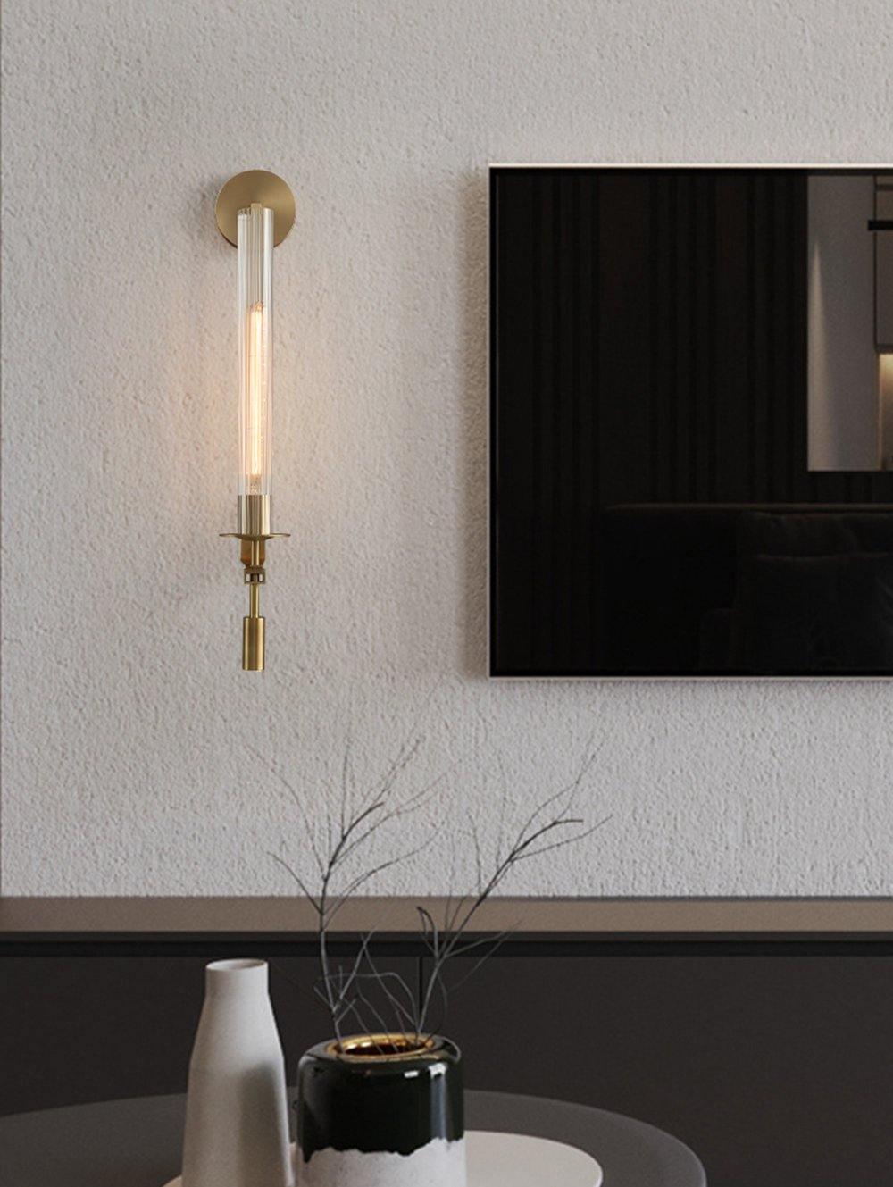 Ceshaisra French Classicism Plug-in Brass Glass Wall Lamp - Neutralighting
