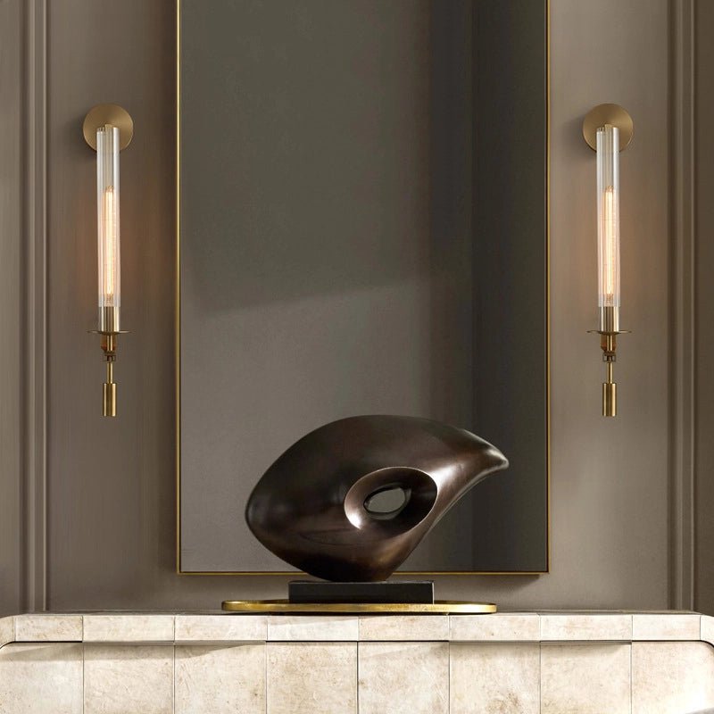 Ceshaisra French Classicism Plug-in Brass Glass Wall Lamp - Neutralighting