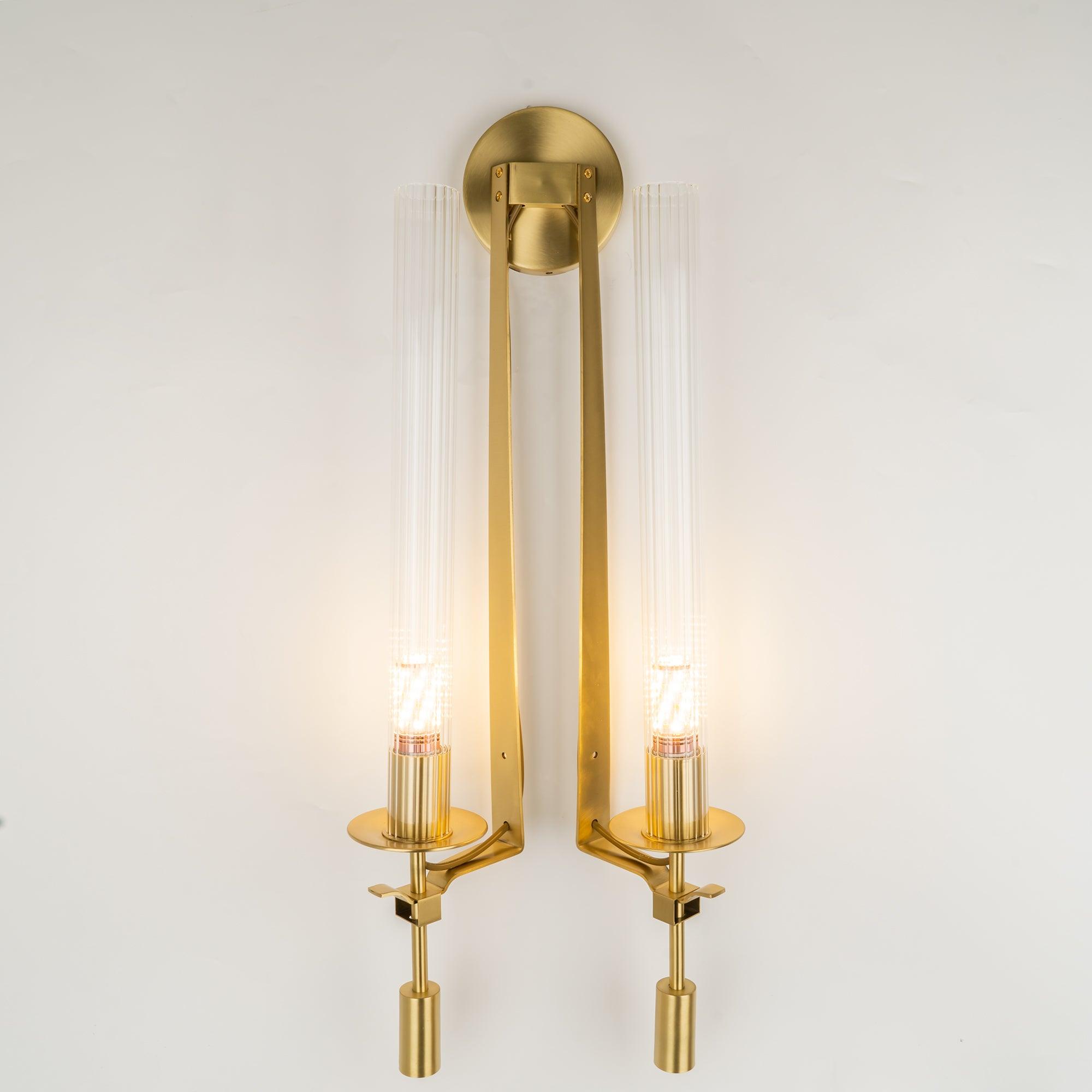 Ceshaisra French Classicism Plug-in Brass Glass Wall Lamp - Neutralighting
