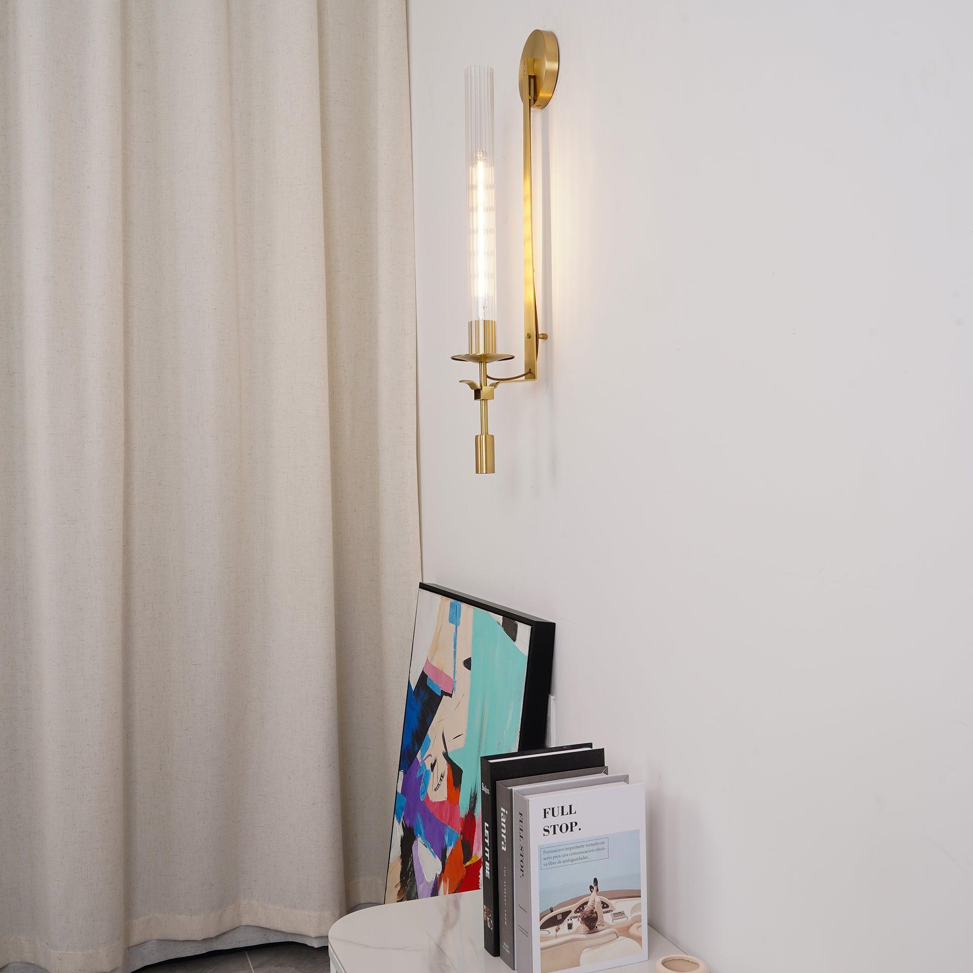 Ceshaisra French Classicism Plug-in Brass Glass Wall Lamp - Neutralighting