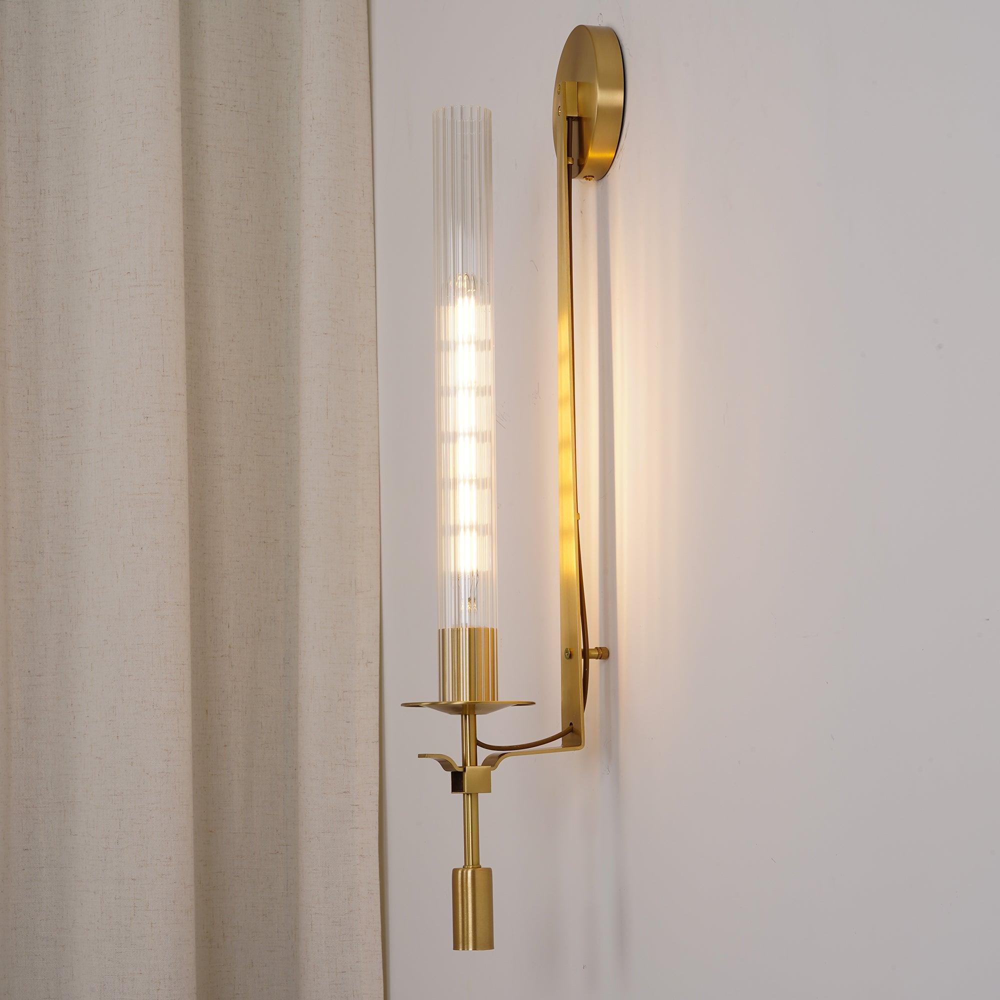 Ceshaisra French Classicism Plug-in Brass Glass Wall Lamp - Neutralighting