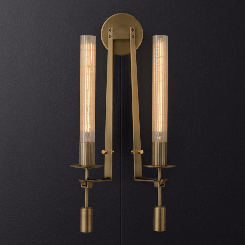 Ceshaisra French Classicism Plug-in Brass Glass Wall Lamp - Neutralighting