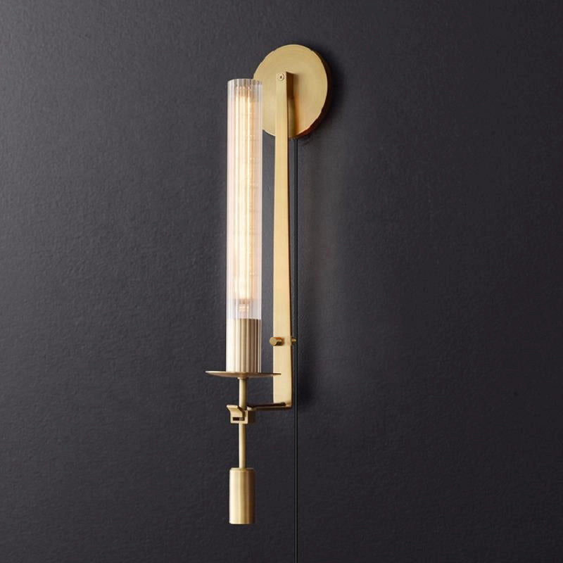 Ceshaisra French Classicism Plug-in Brass Glass Wall Lamp - Neutralighting