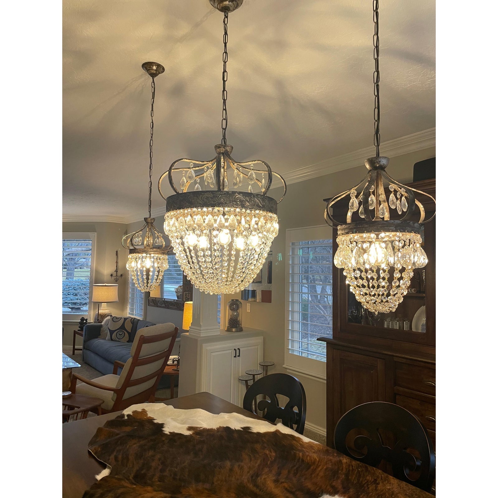 Abella Tear Drop Crystal Chandelier - Lamp Copper