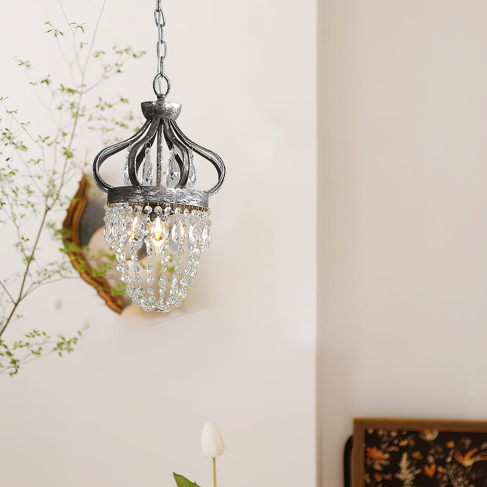 Abella Tear Drop Crystal Chandelier - Lamp Copper