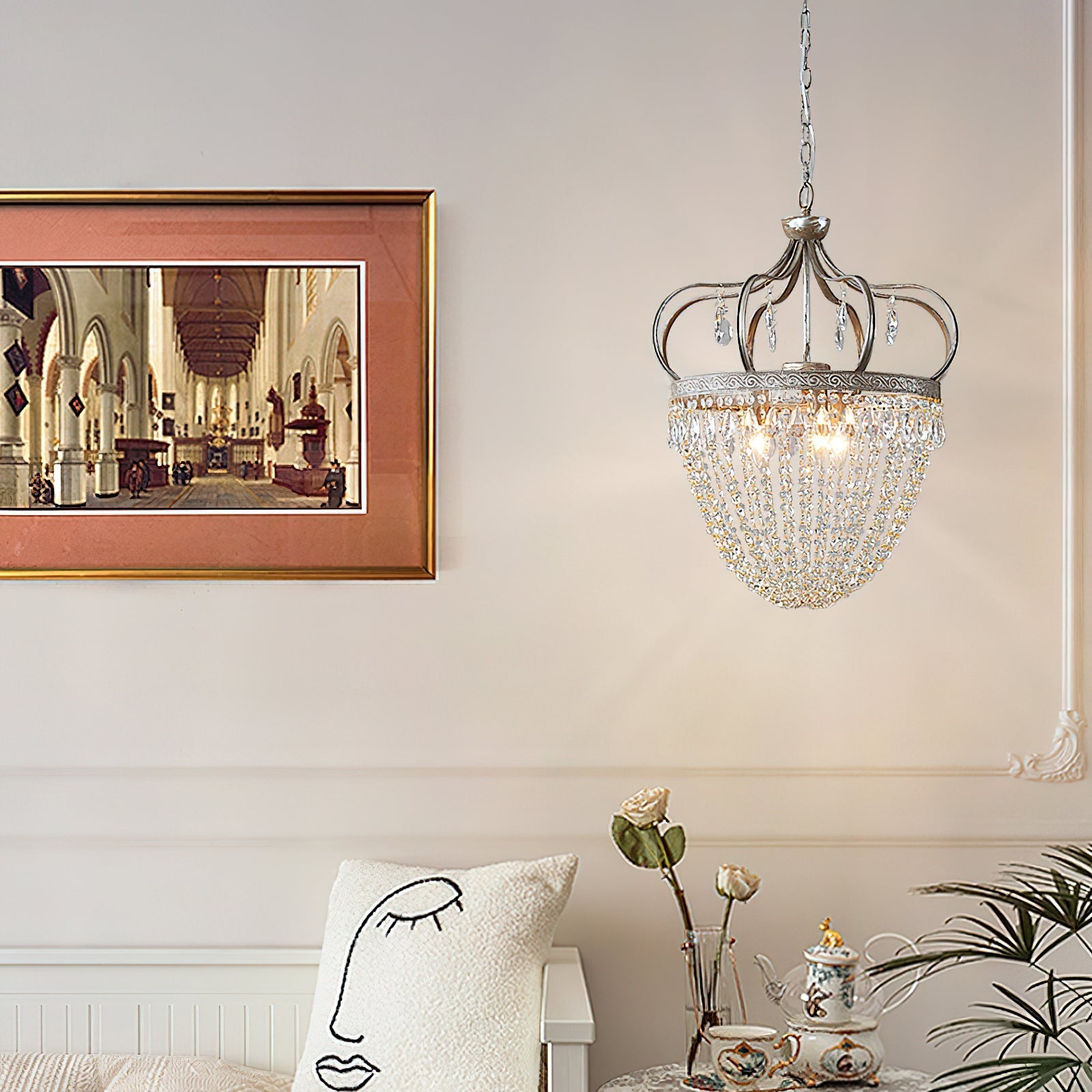 Abella Tear Drop Crystal Chandelier - Lamp Copper