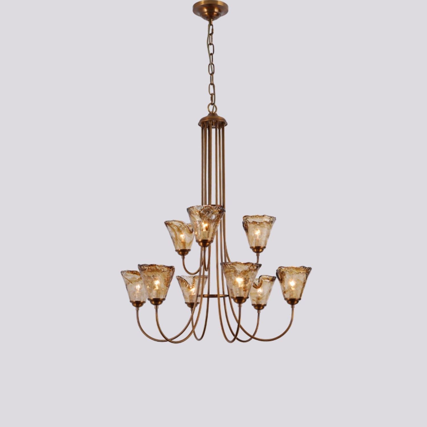Ilsilis Lustre Métal Laiton Ambre Vintage Industriel - Neutralighting