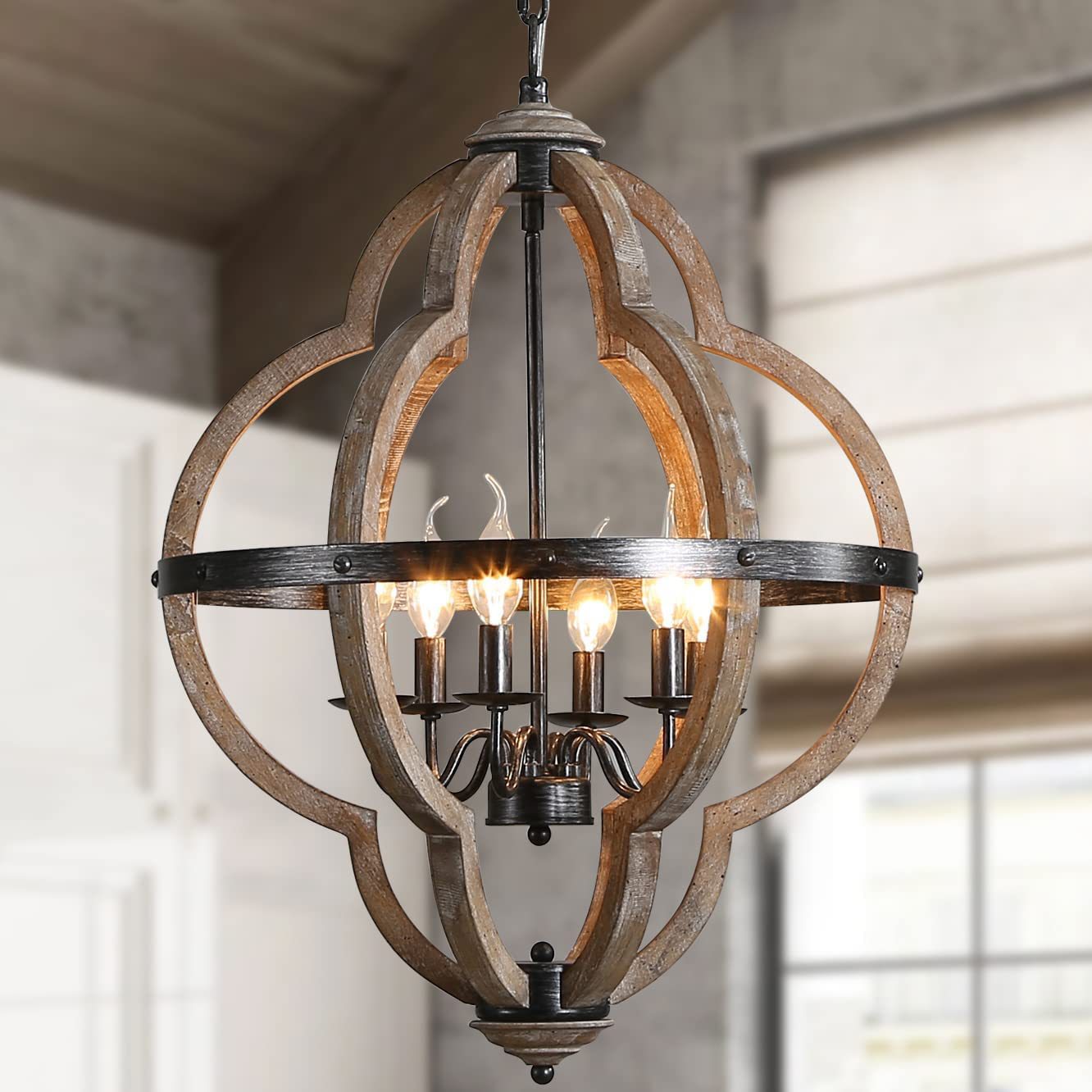 Cilorora Vintage Industrial Wood Metal Pendant Lamp - Lamp Copper