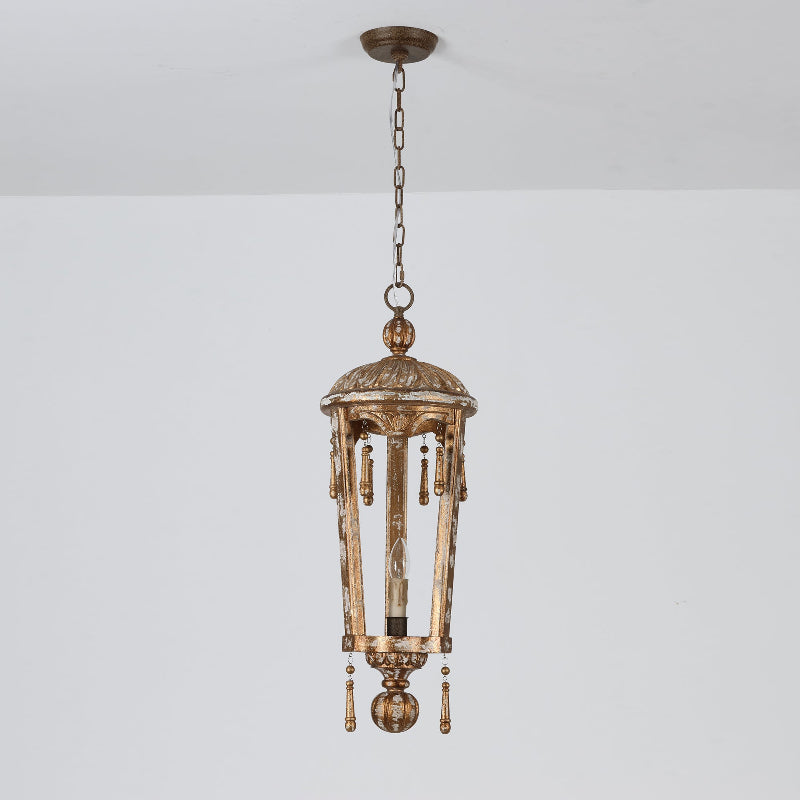 Nylire Individual Creativity Woodcarving Lantern Pendant Lamp - Lamp Copper