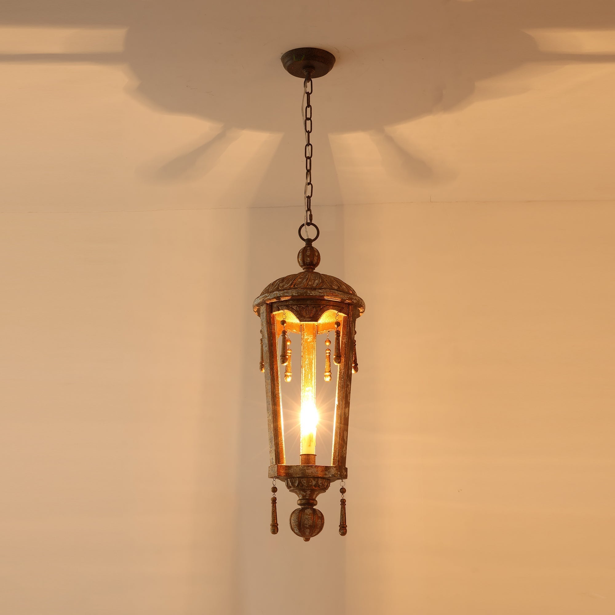 Nylire Individual Creativity Woodcarving Lantern Pendant Lamp - Lamp Copper