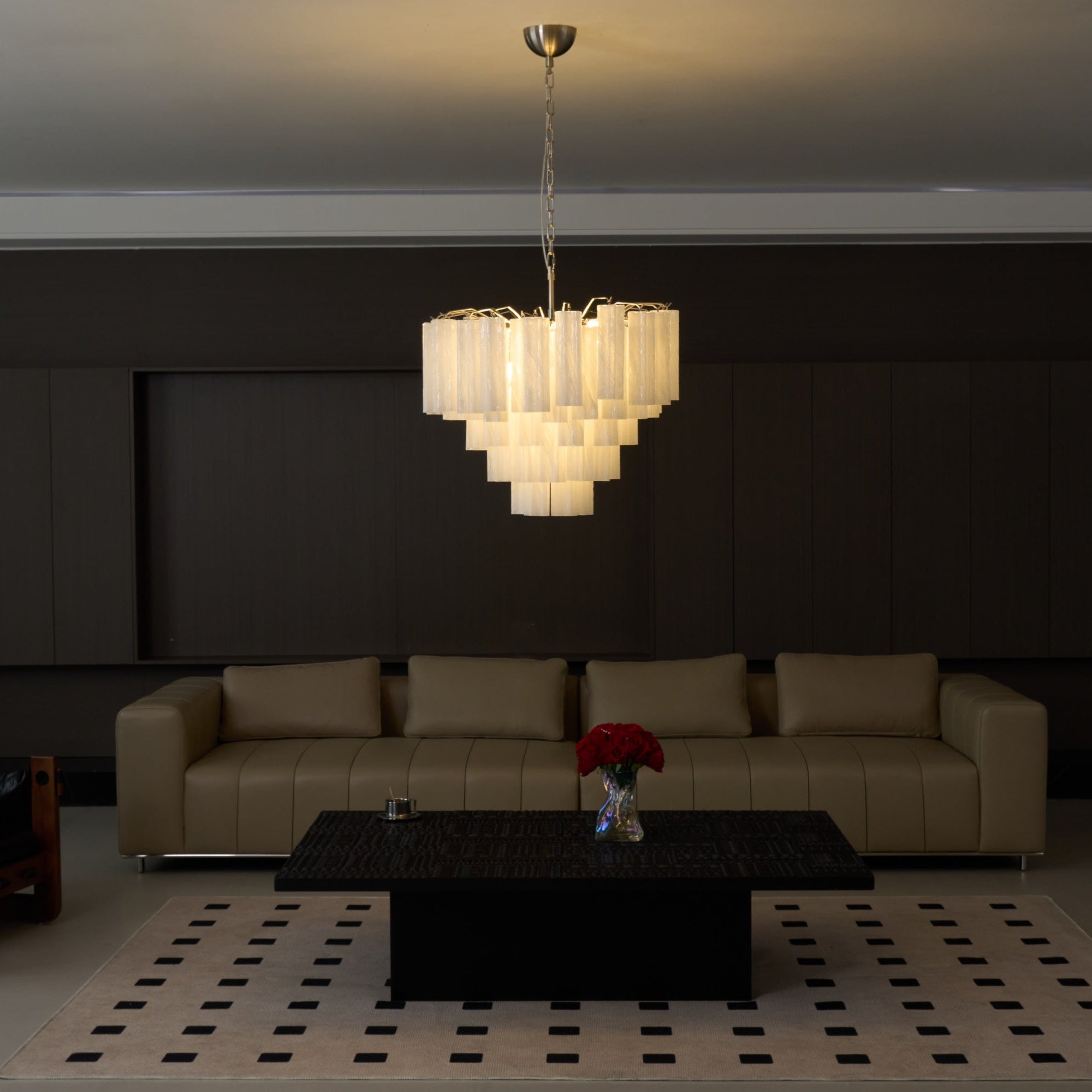 Aurora Chandelier Frosted Murano Glass Tiered Cascade - Letslighting