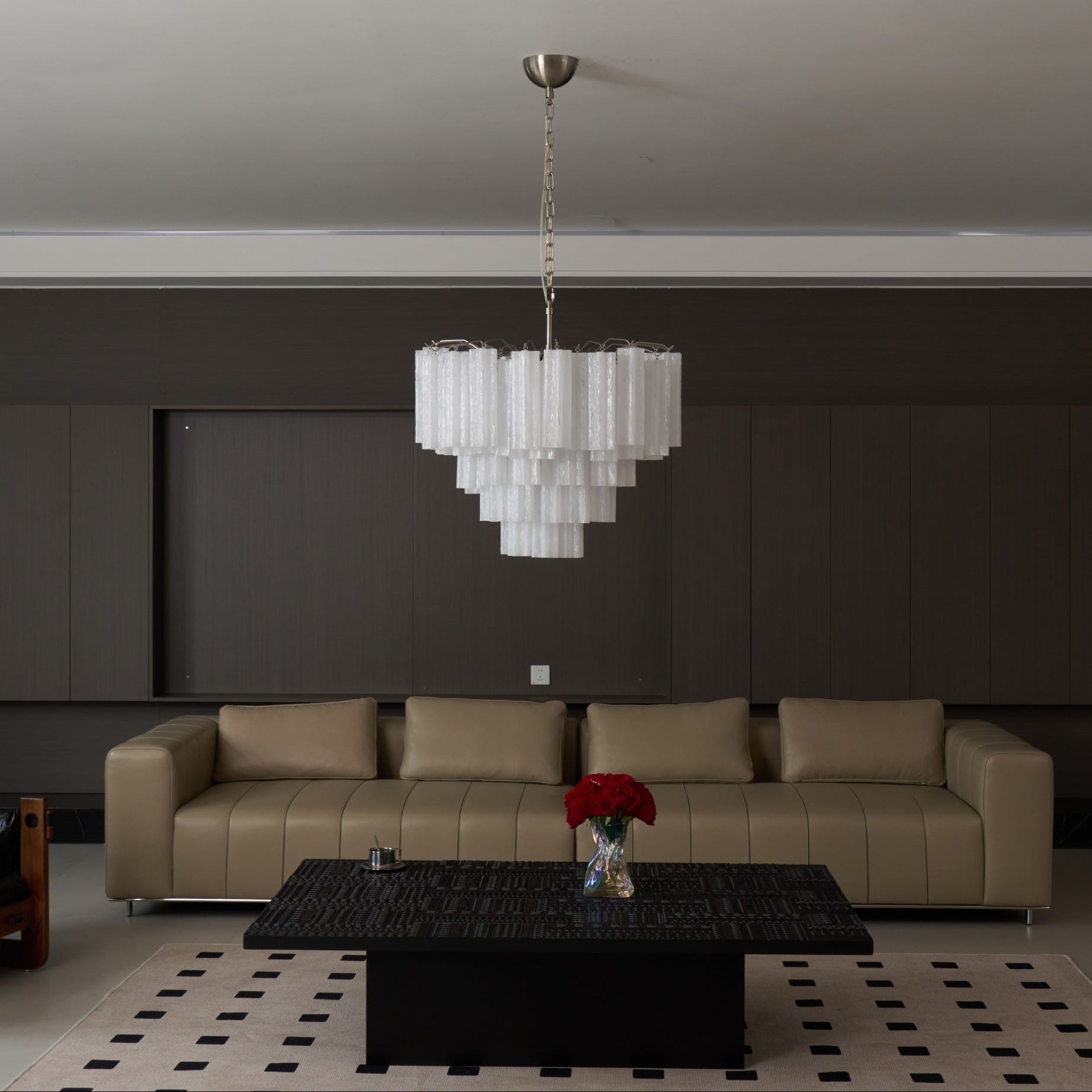 Aurora Chandelier Frosted Murano Glass Tiered Cascade - Letslighting