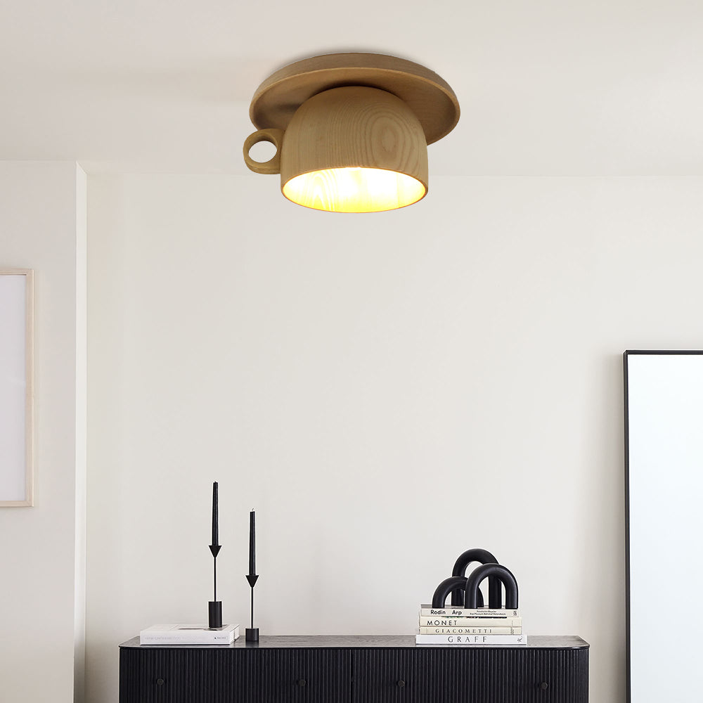 Arisha Moderne Bois Tasse Plafonnier Chambre à Coucher
