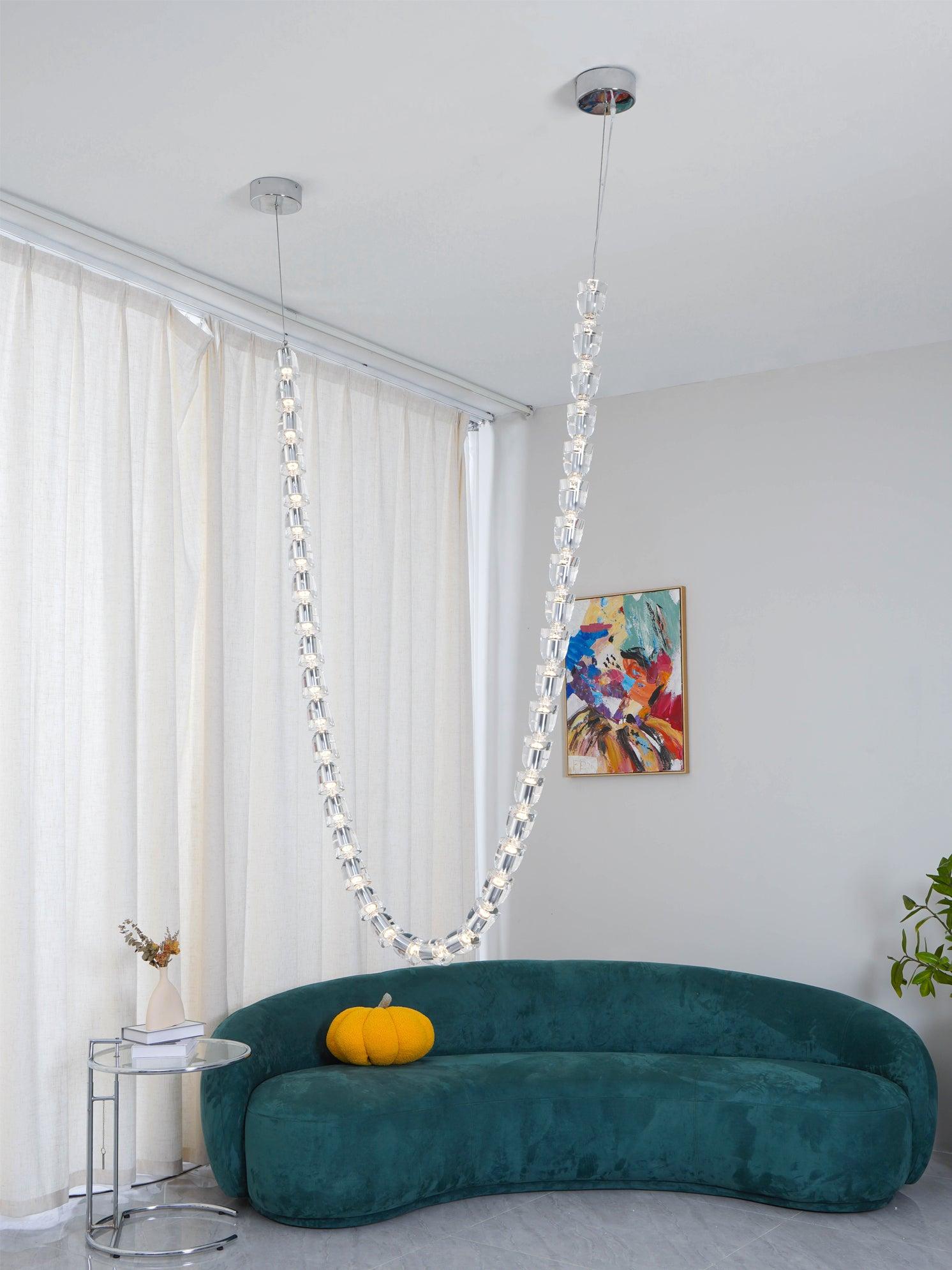 Lustra Chandelier Chrome Cristal Entrelacé Lignes - Neutralighting