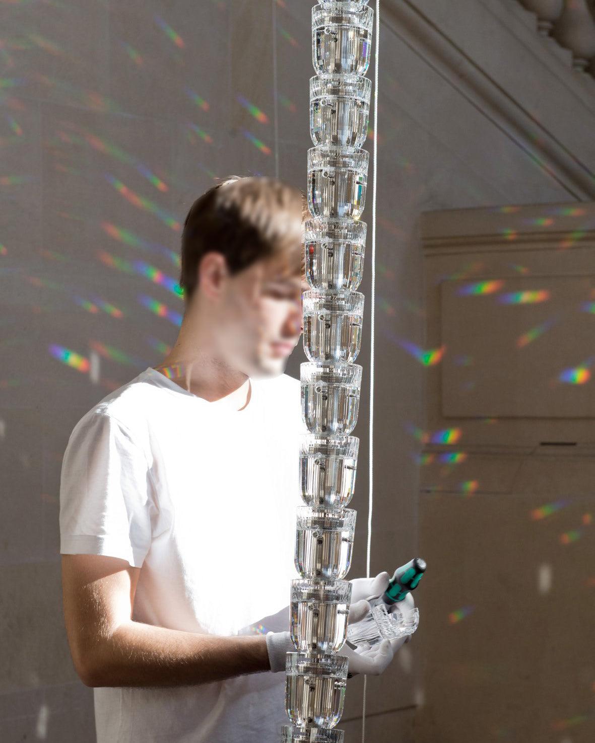 Lustra Chandelier Chrome Cristal Entrelacé Lignes - Neutralighting