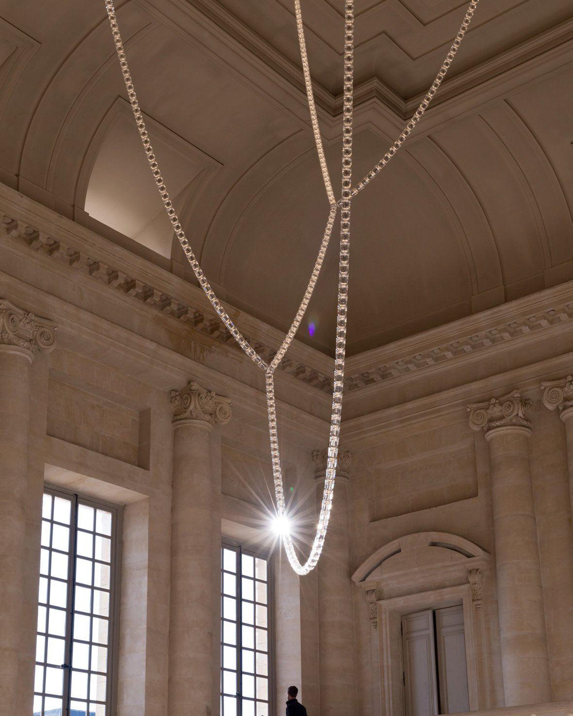 Lustra Chandelier Chrome Cristal Entrelacé Lignes - Neutralighting