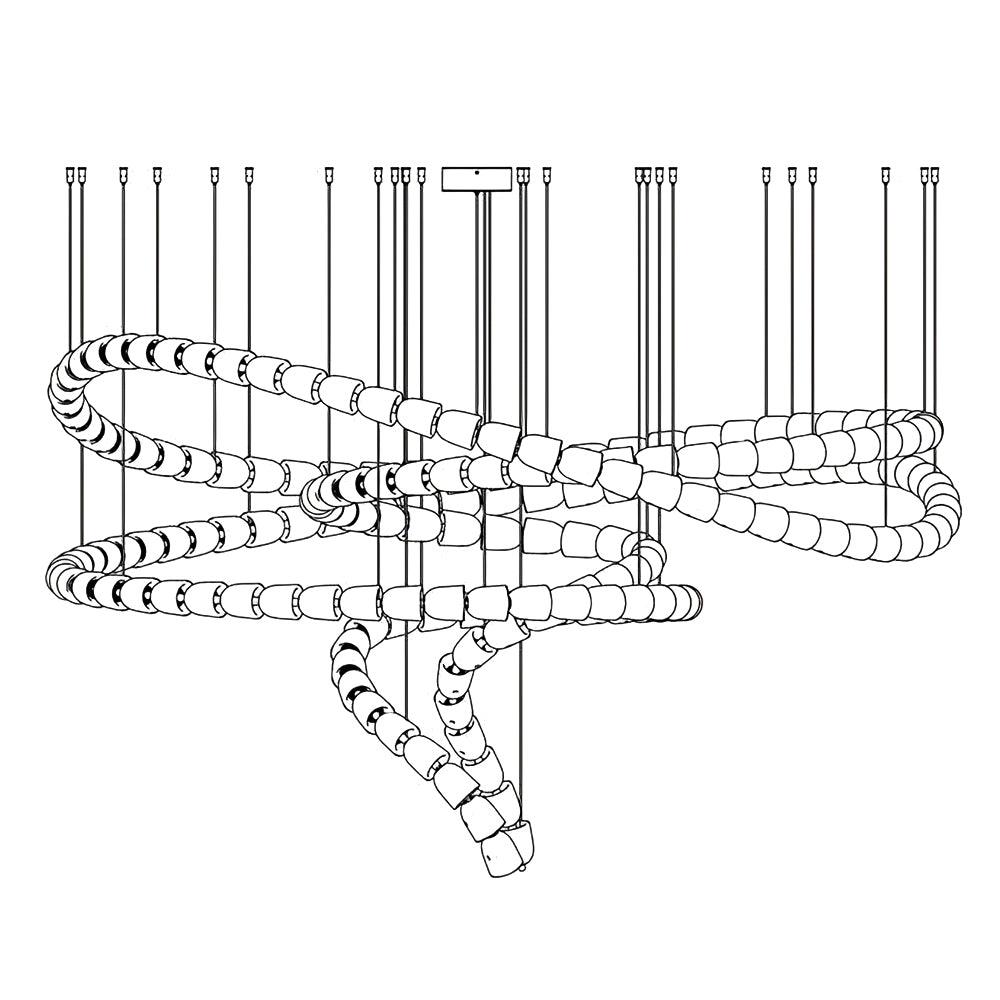 Lustra Chandelier Chrome Cristal Entrelacé Lignes - Neutralighting