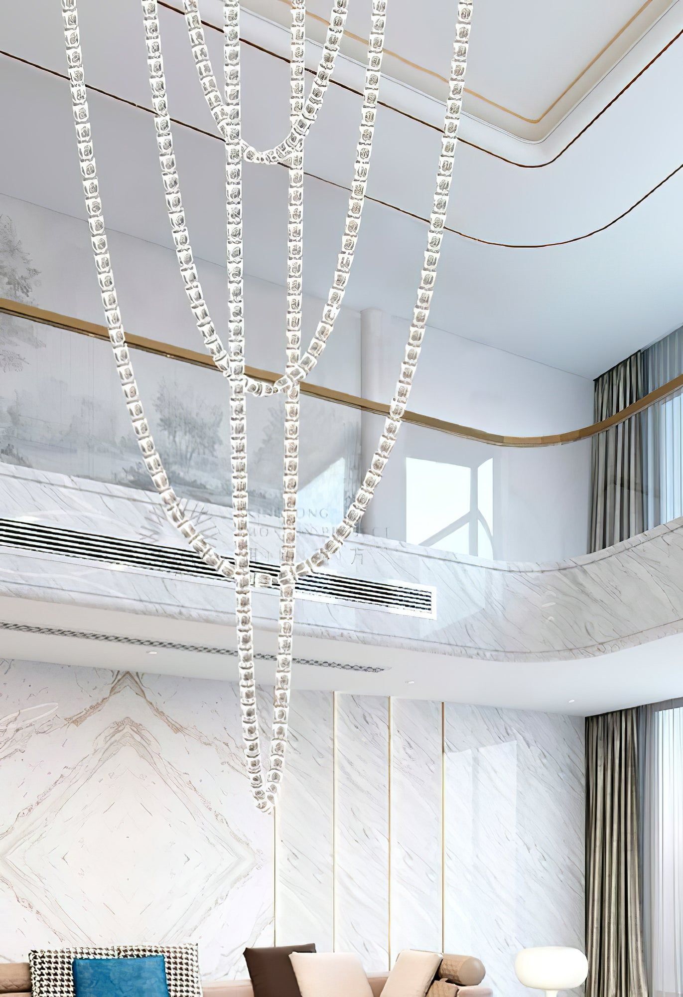 Lustra Chandelier Chrome Cristal Entrelacé Lignes - Neutralighting