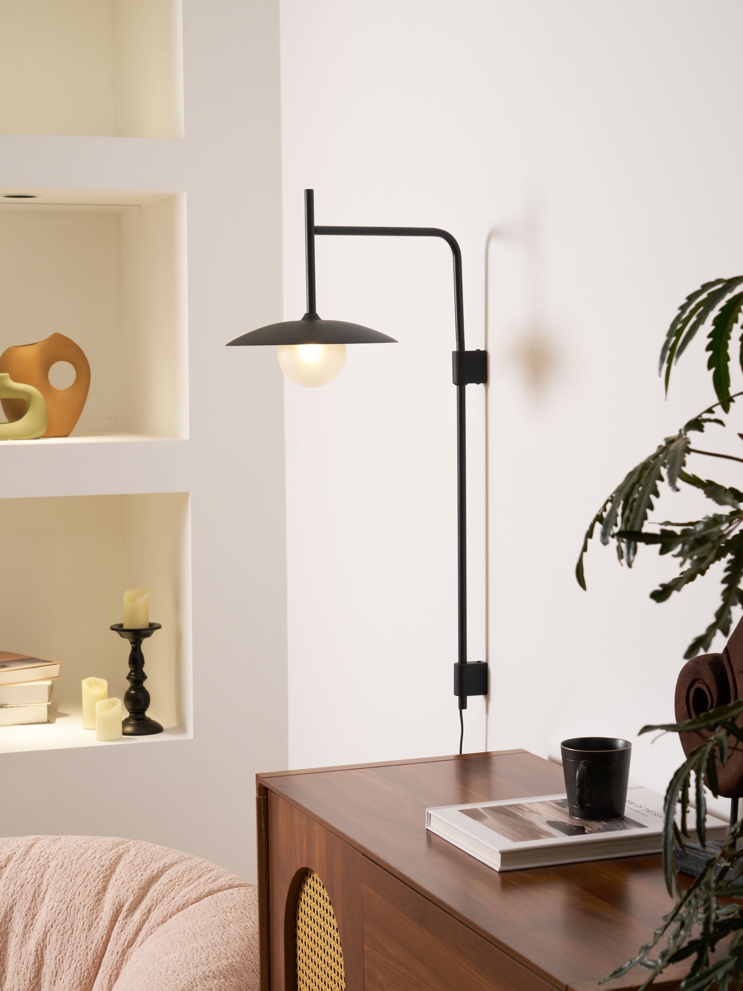 Edan Swing Arm Plug-in Glass Wall Lamp - Neutralighting