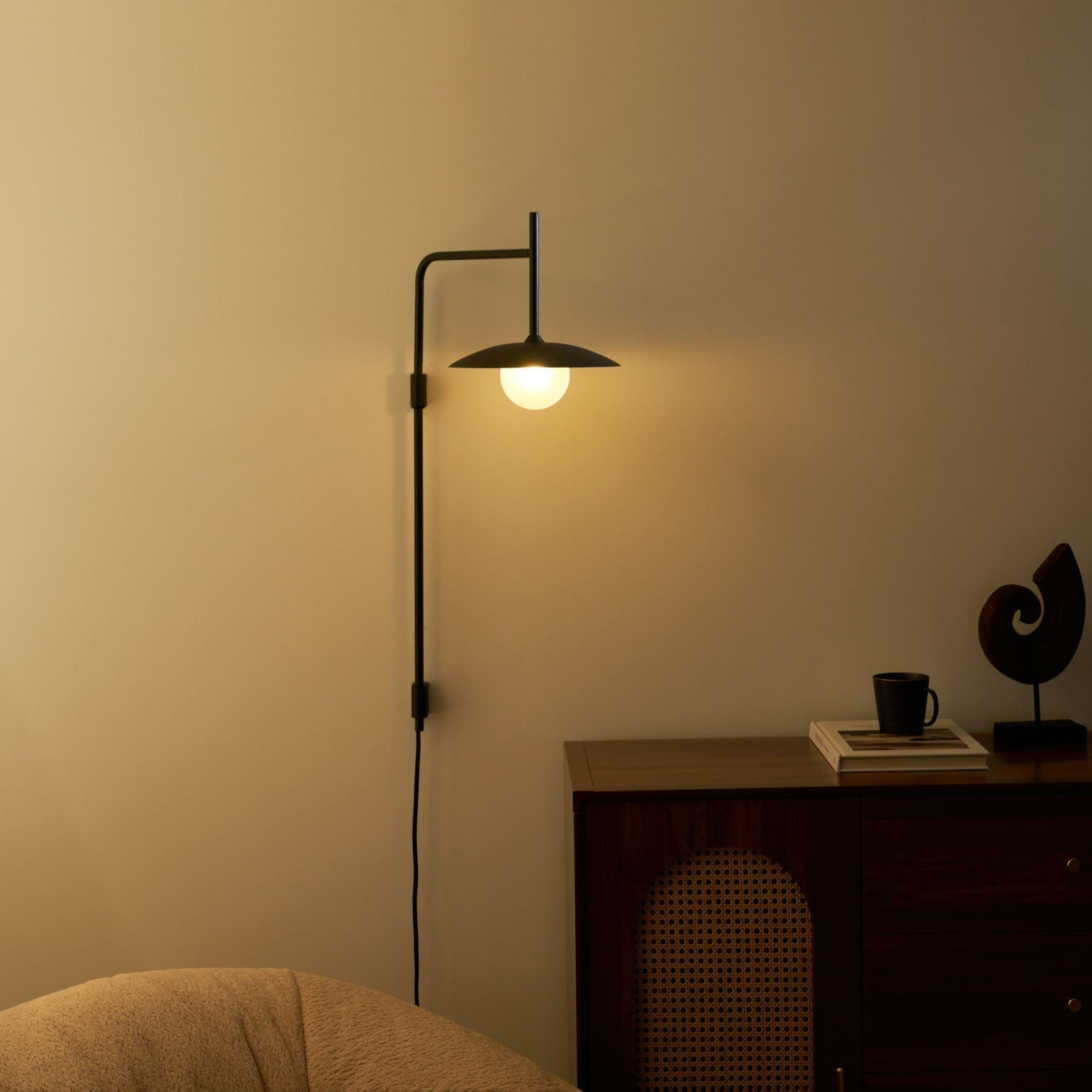 Edan Swing Arm Plug-in Glass Wall Lamp - Neutralighting