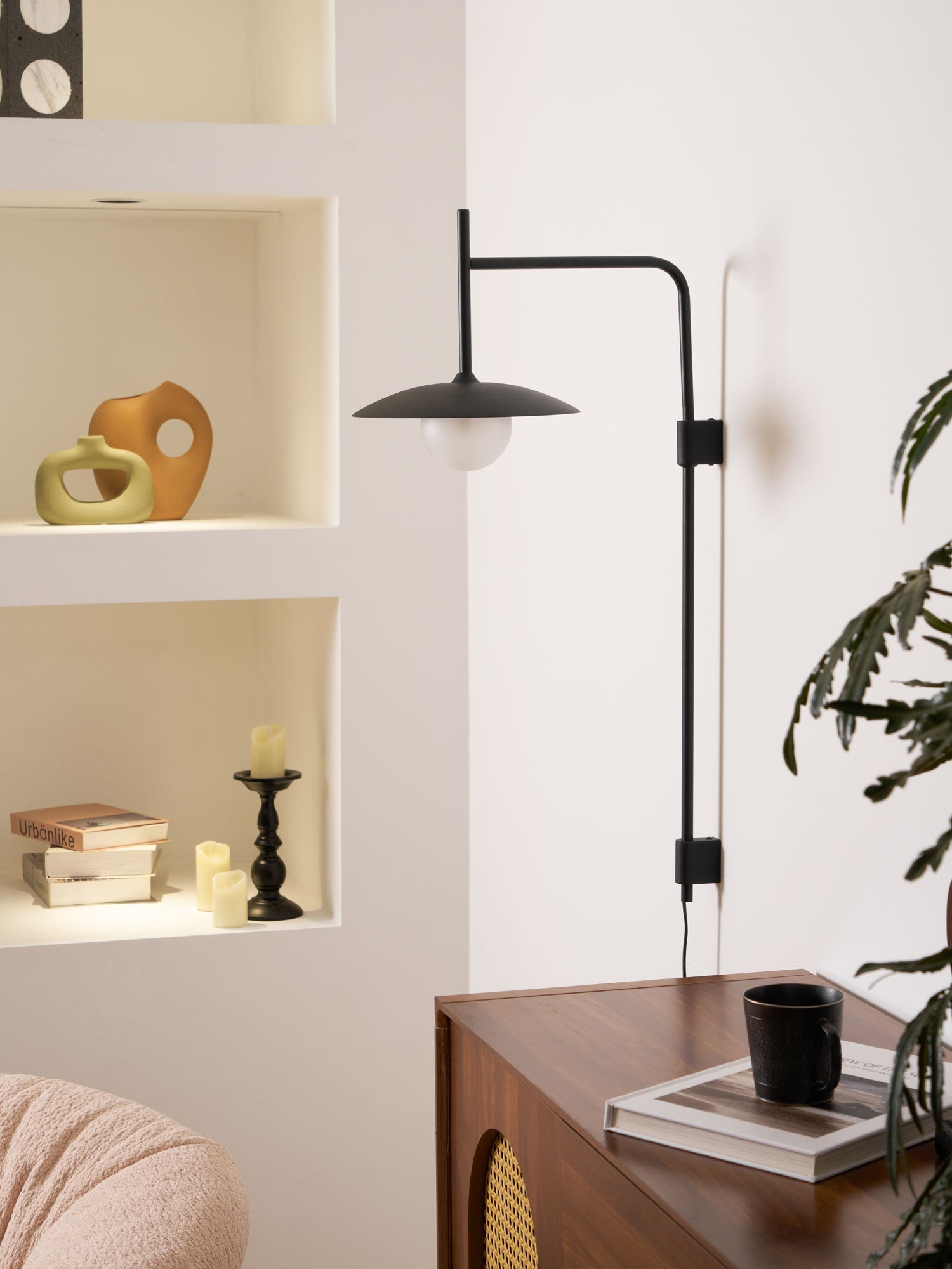 Edan Swing Arm Plug-in Glass Wall Lamp - Neutralighting