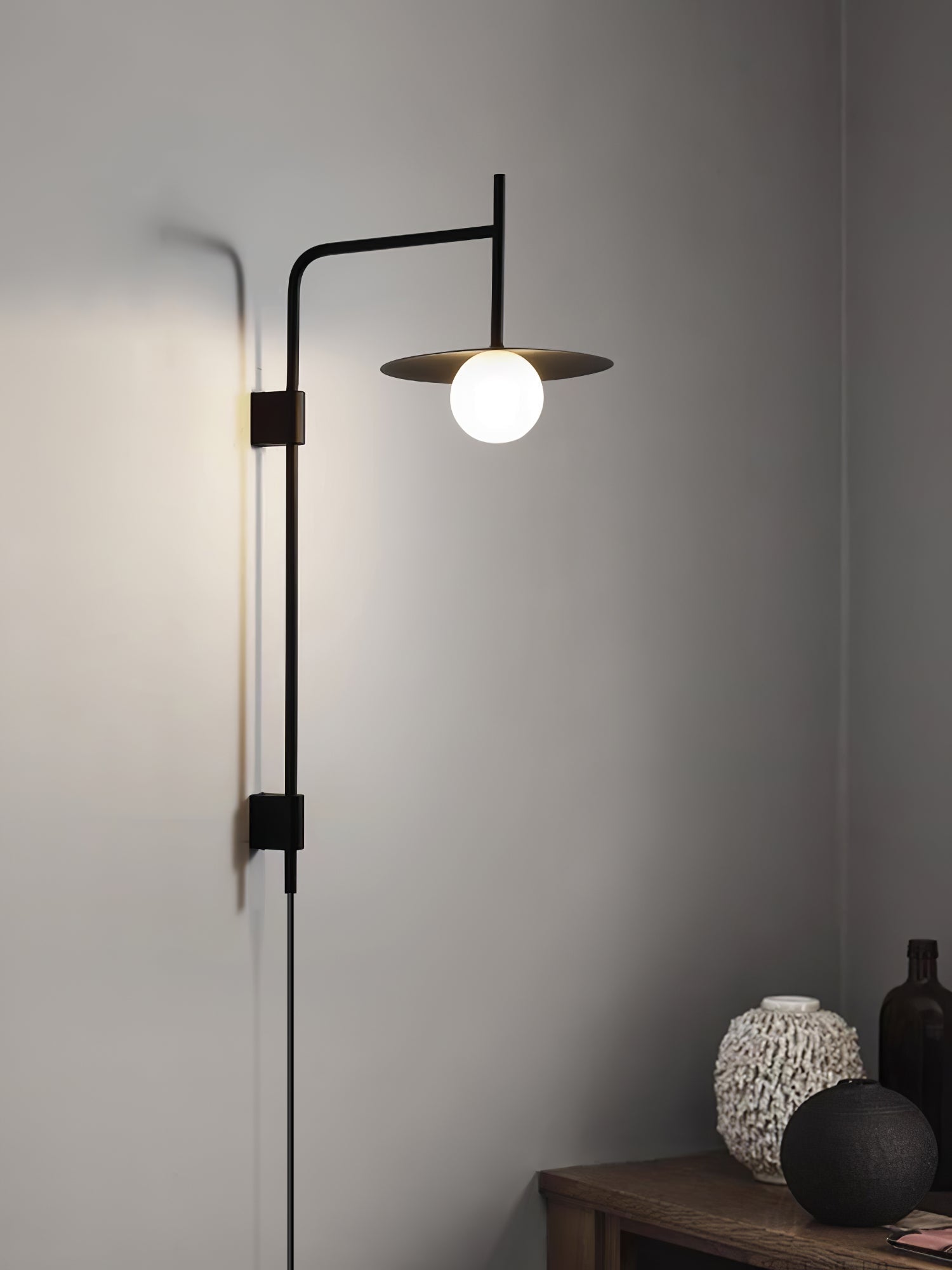 Edan Swing Arm Plug-in Glass Wall Lamp - Neutralighting